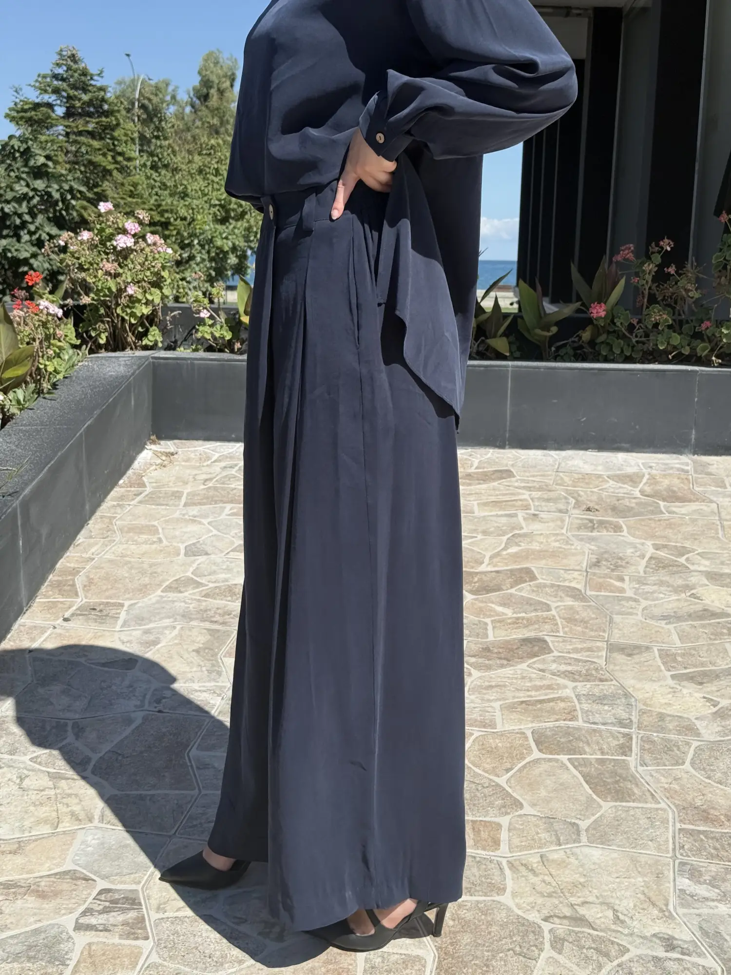 Almarwah Sırt Düğme Detaylı Tunik Pantolon Takım 203038