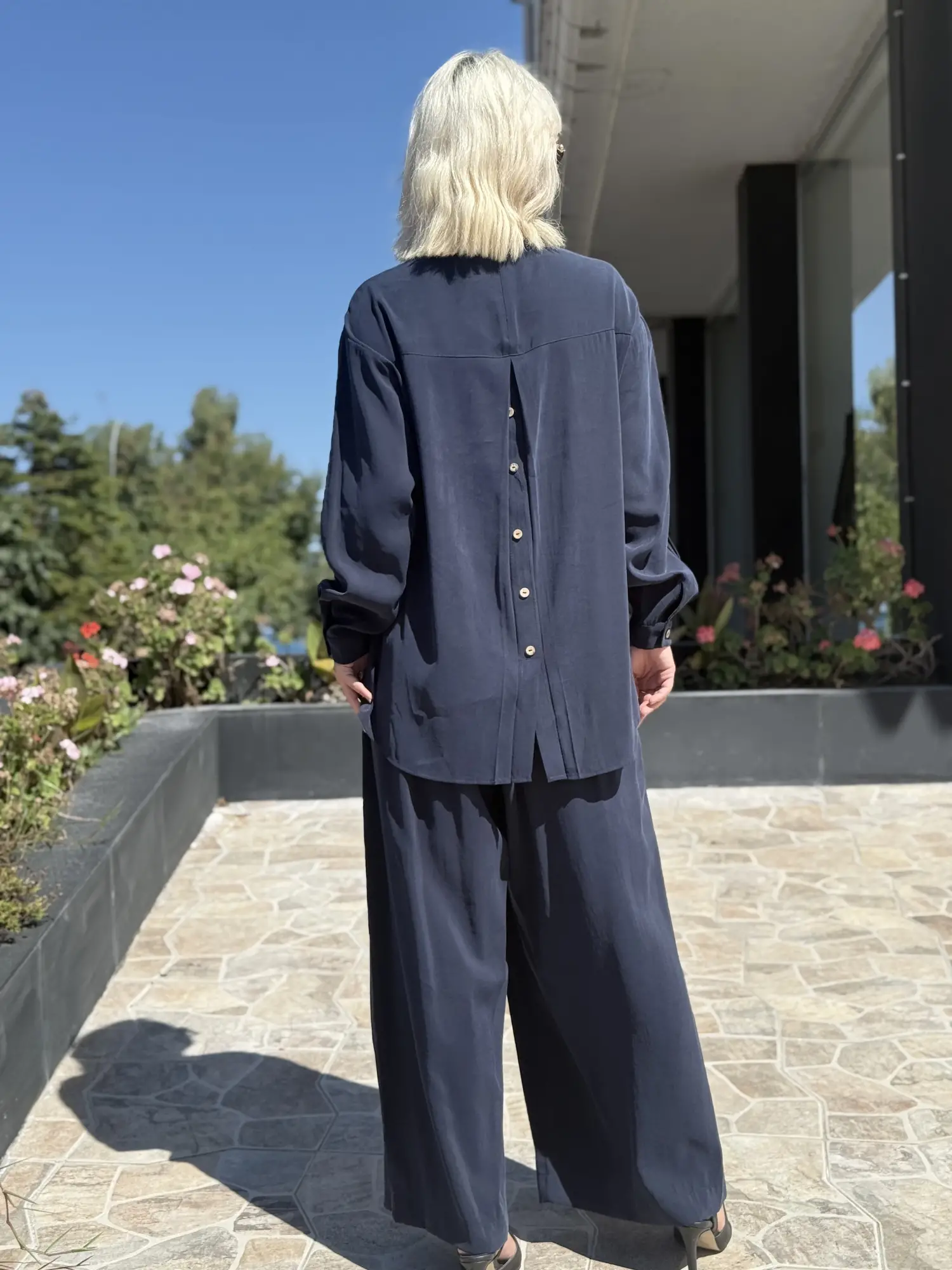 Almarwah Sırt Düğme Detaylı Tunik Pantolon Takım 203038