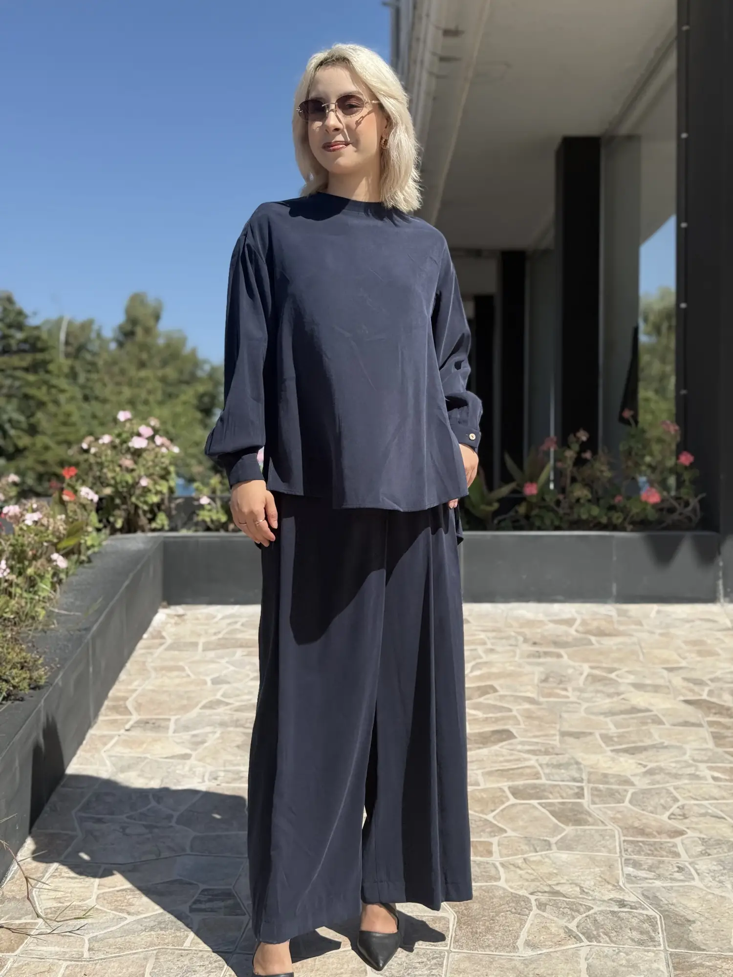 Almarwah Sırt Düğme Detaylı Tunik Pantolon Takım 203038