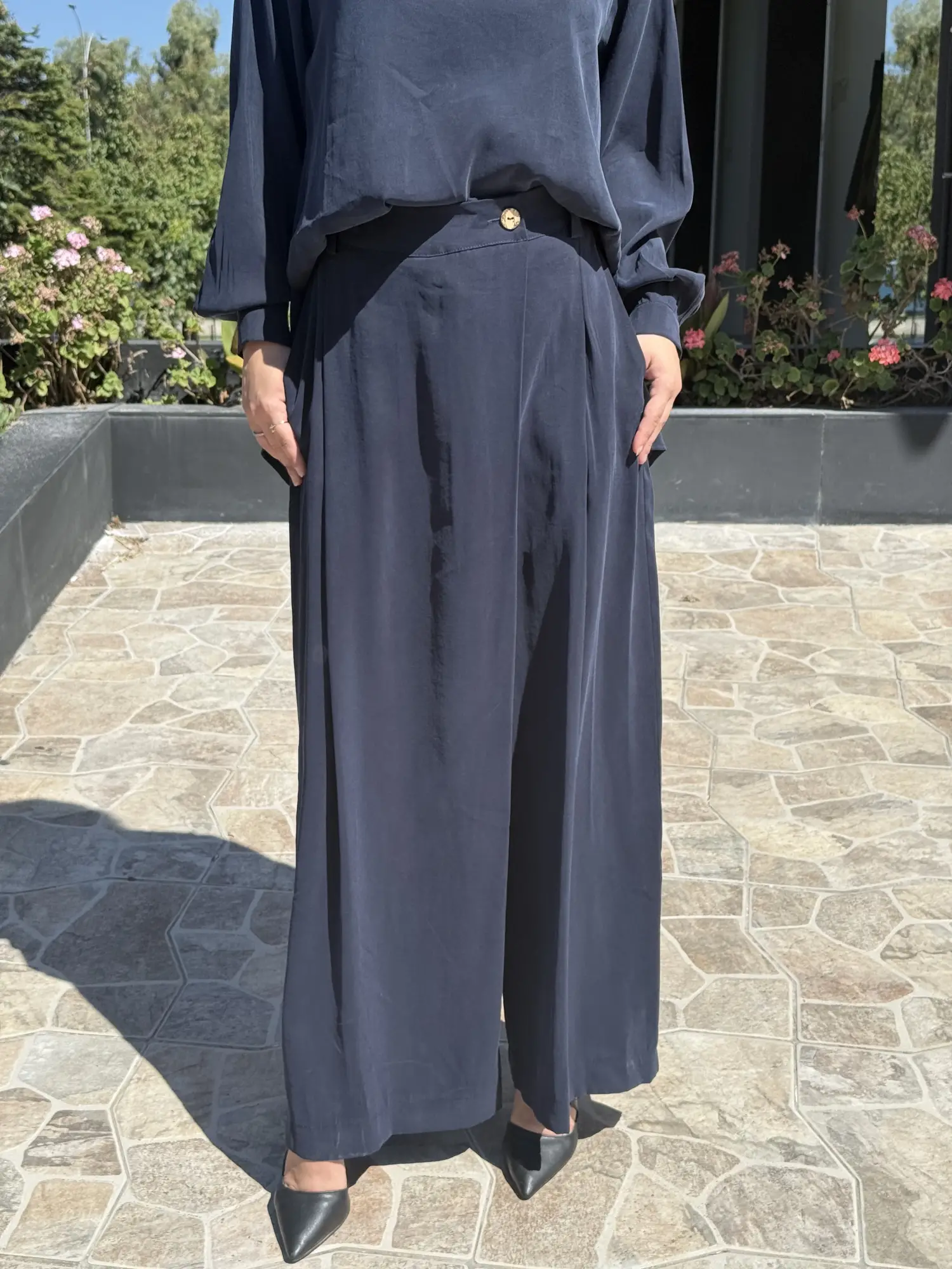 Almarwah Sırt Düğme Detaylı Tunik Pantolon Takım 203038