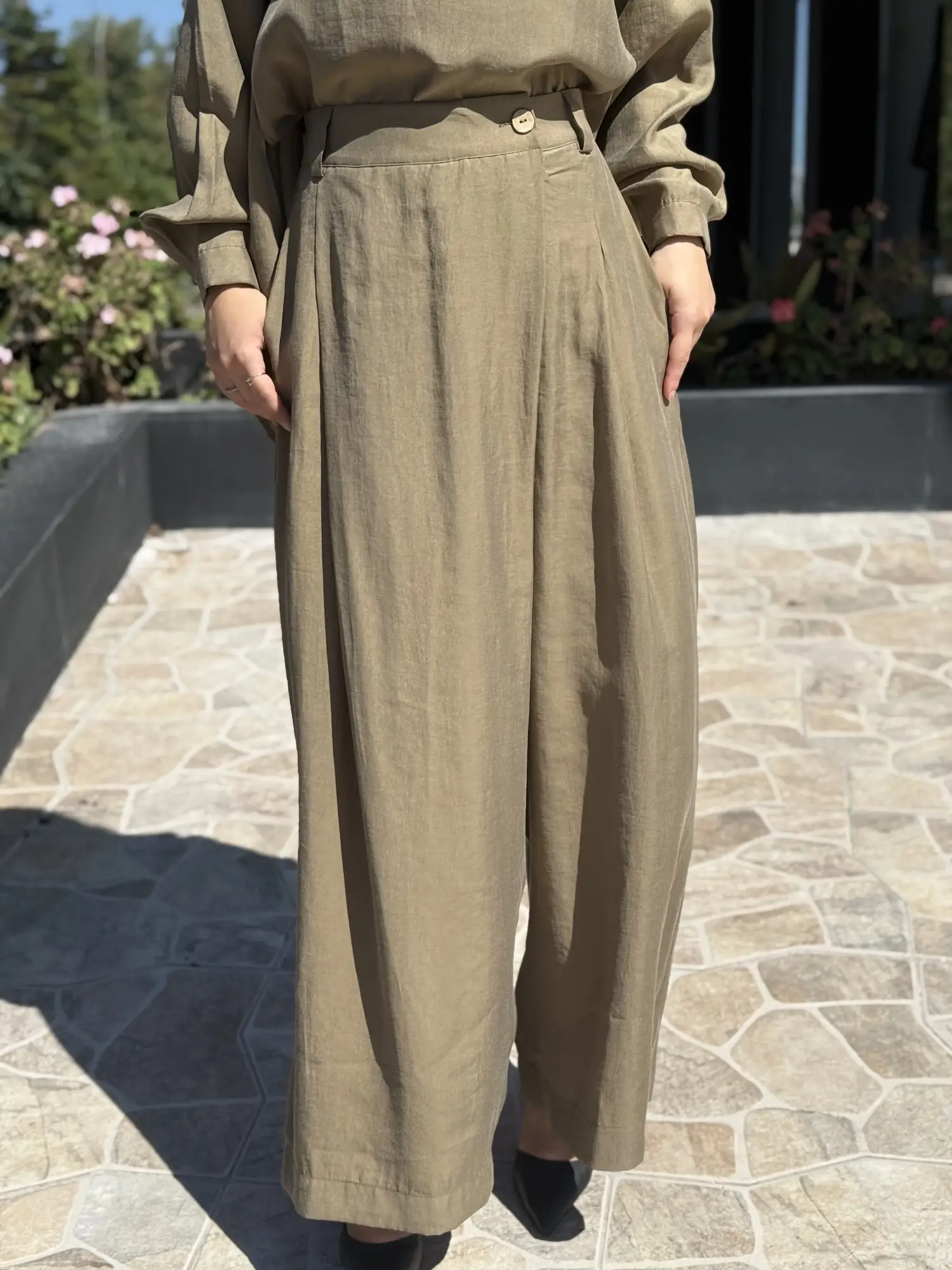 Almarwah Sırt Düğme Detaylı Tunik Pantolon Takım 203038