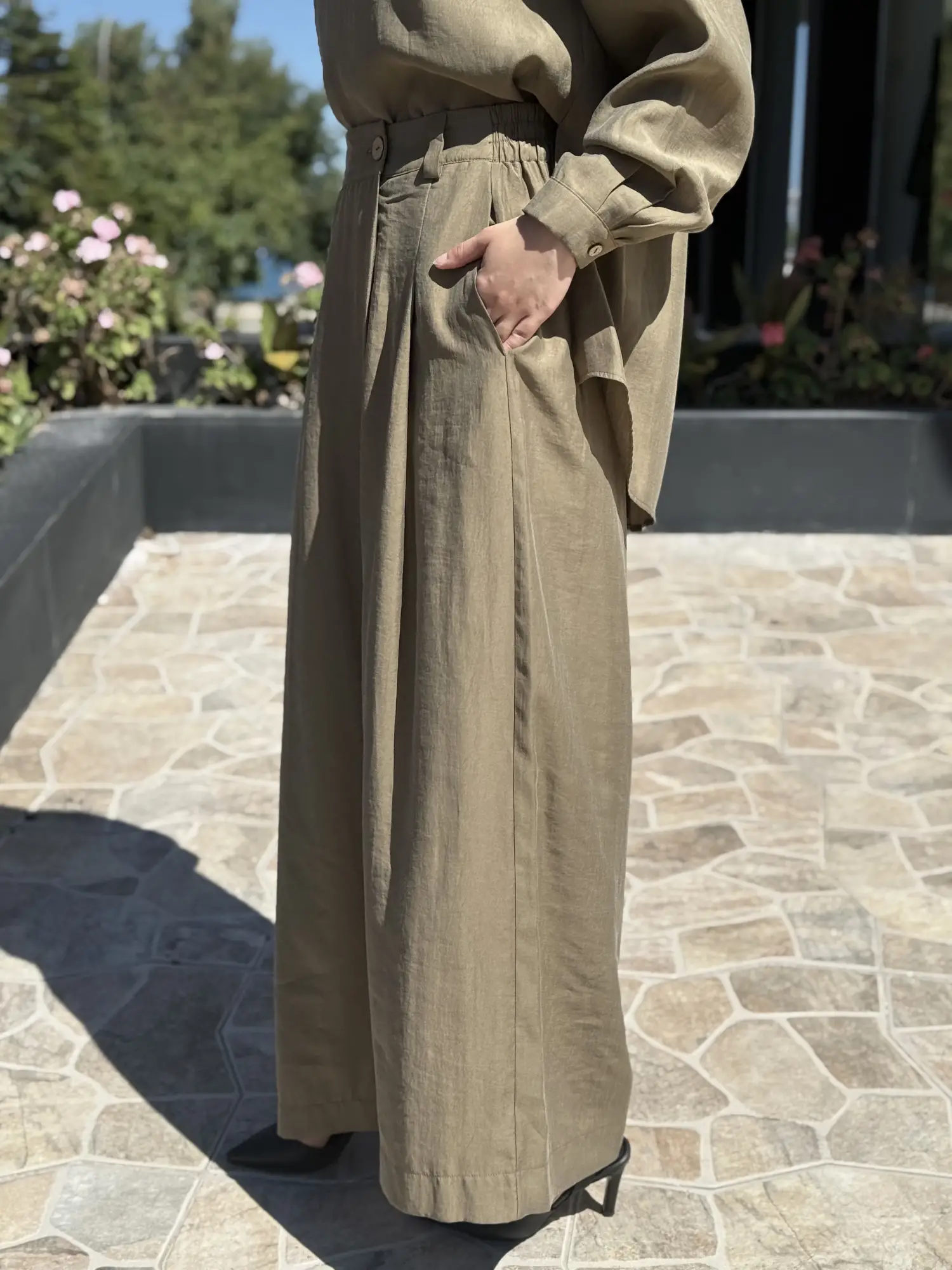 Almarwah Sırt Düğme Detaylı Tunik Pantolon Takım 203038