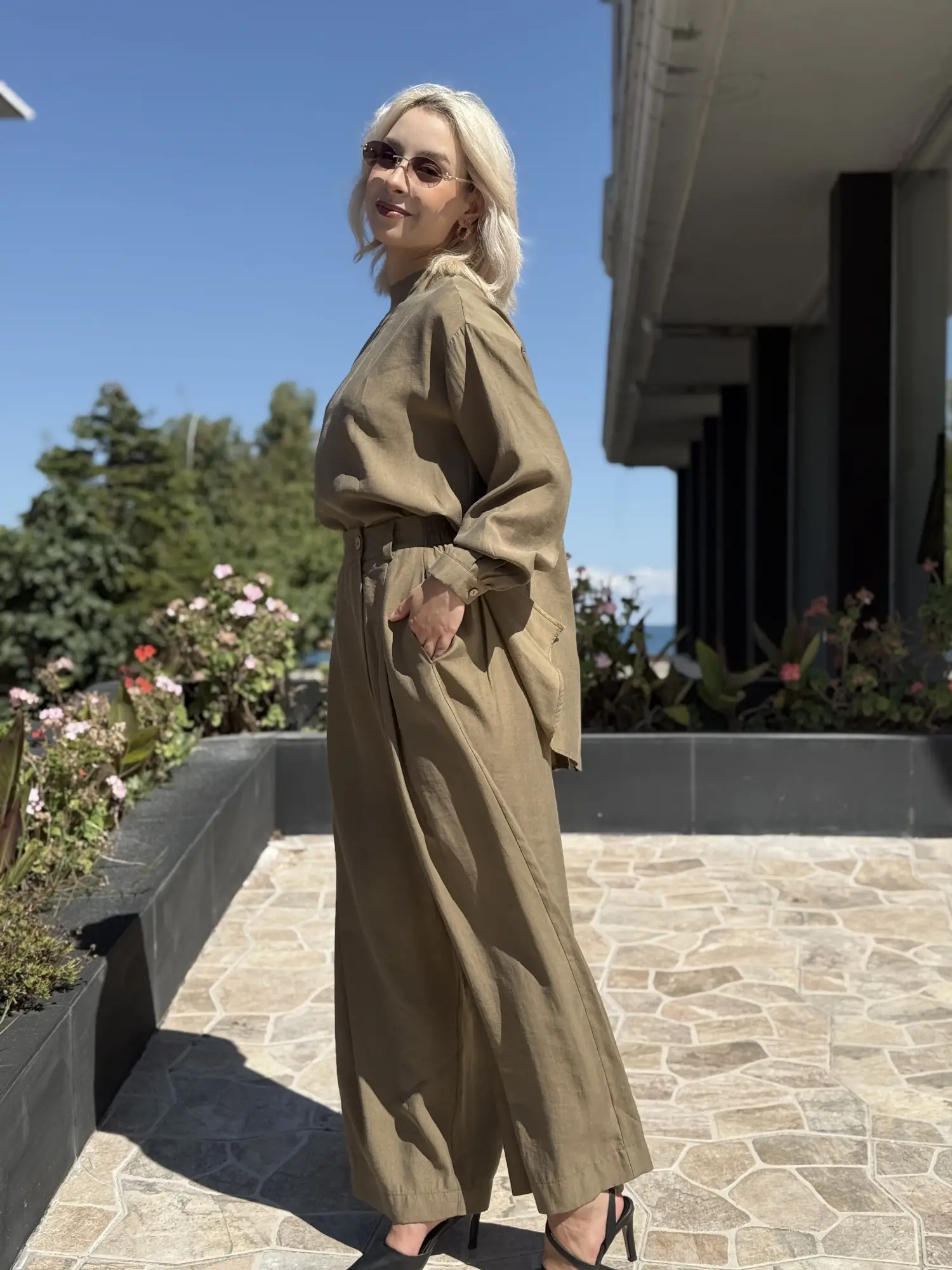 Almarwah Sırt Düğme Detaylı Tunik Pantolon Takım 203038