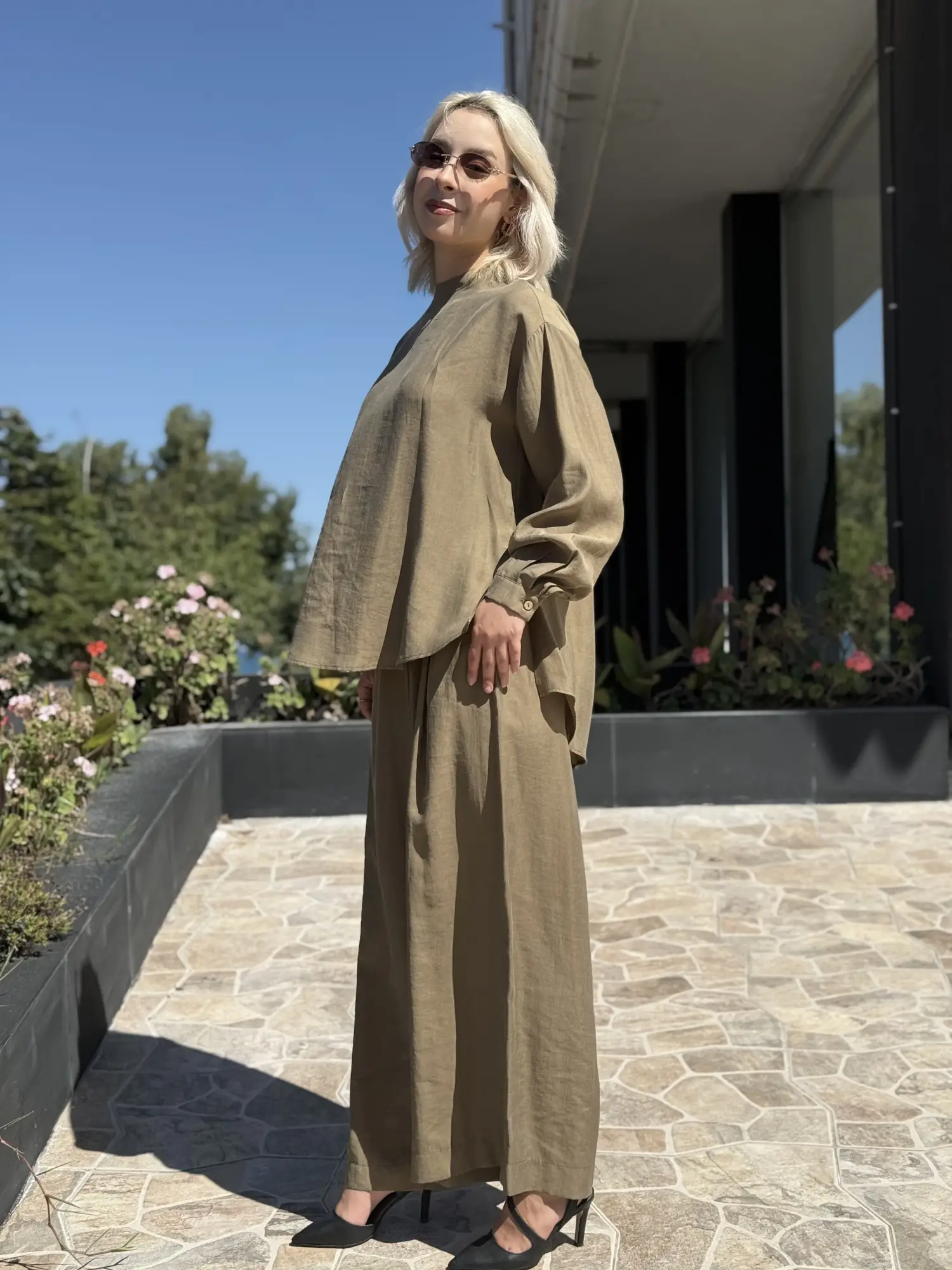 Almarwah Sırt Düğme Detaylı Tunik Pantolon Takım 203038
