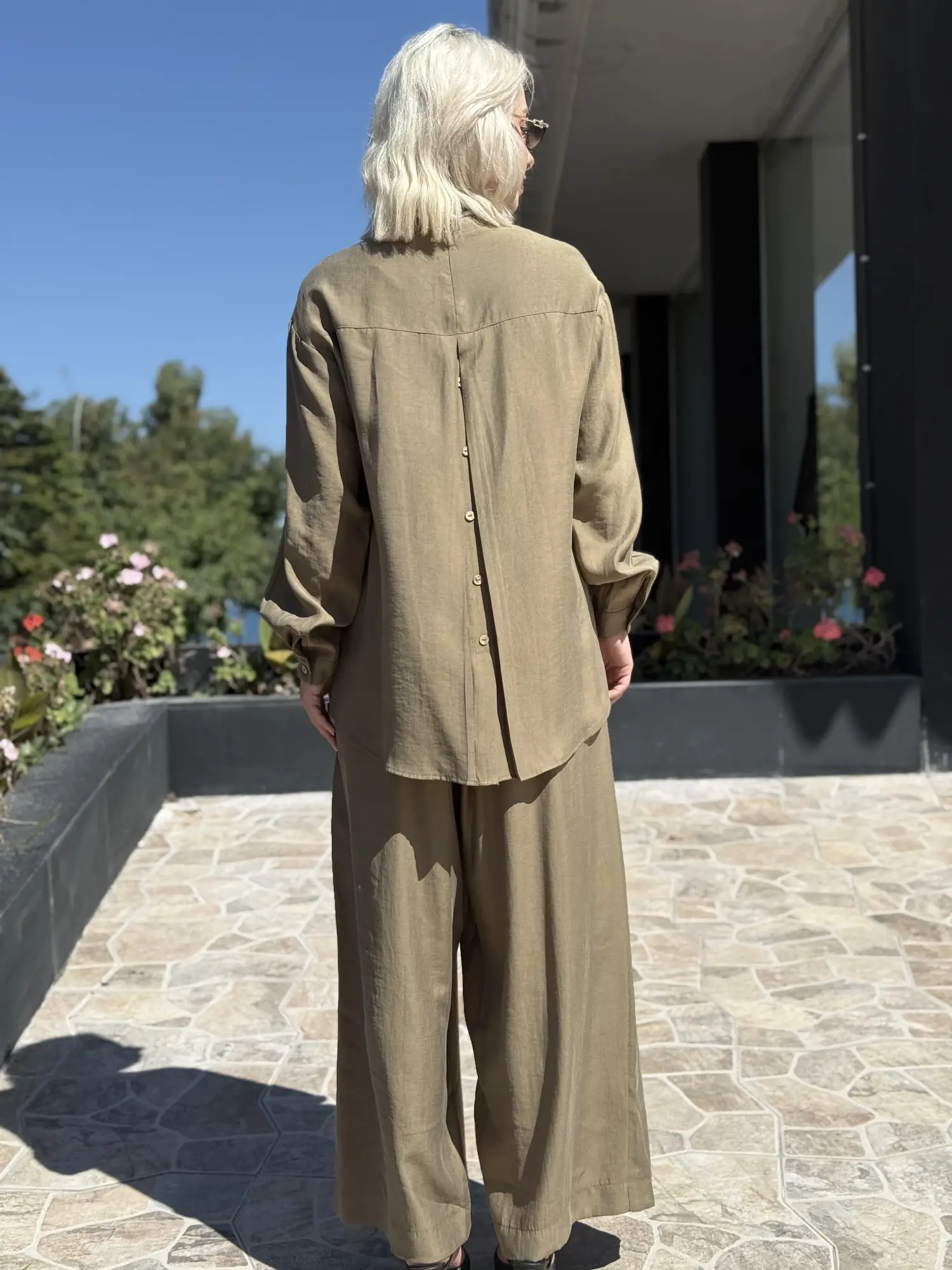 Almarwah Sırt Düğme Detaylı Tunik Pantolon Takım 203038