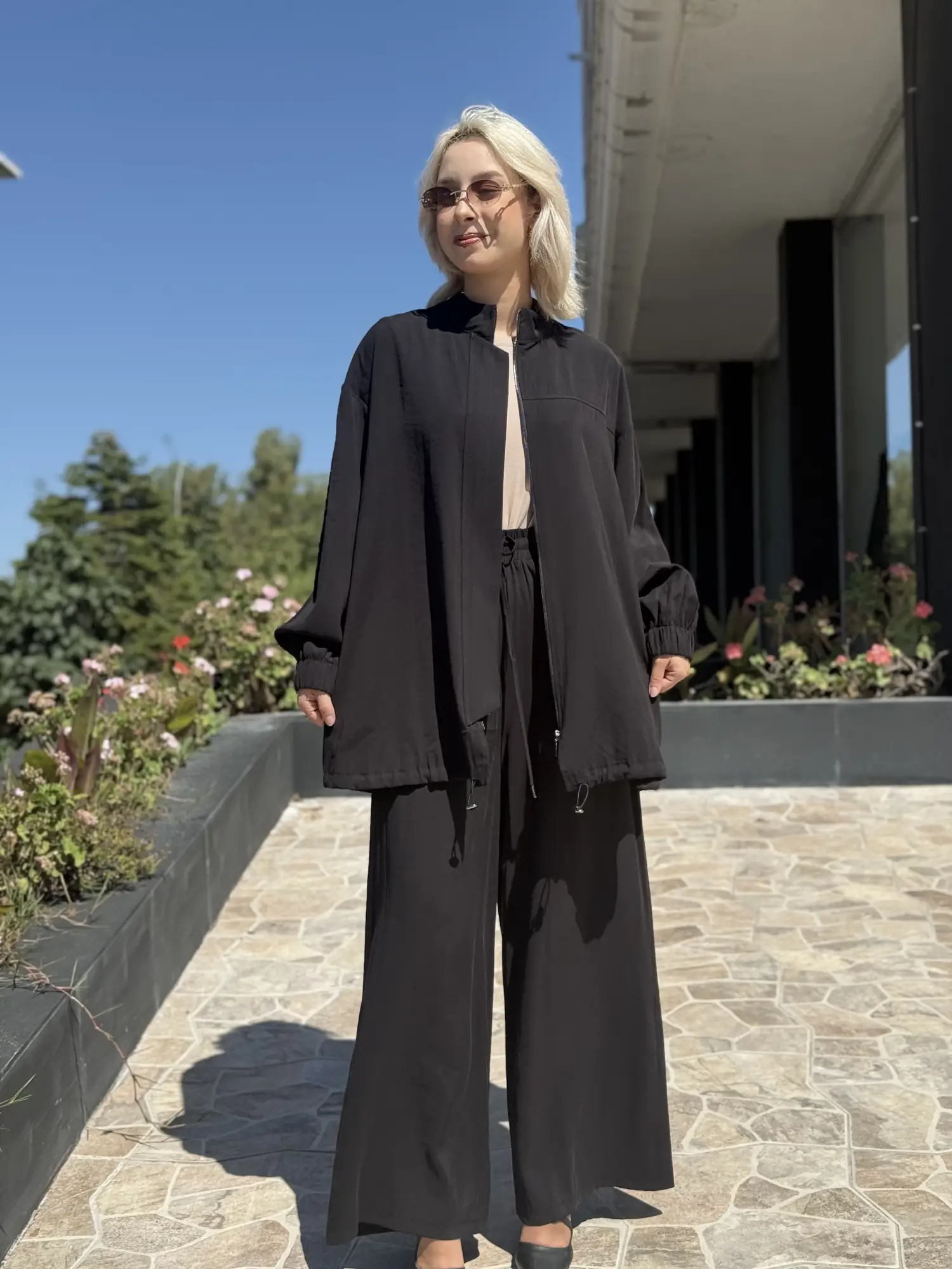 Almarwah Fermuarlı Modal Üçlü Kap Tunik Pantolon Takım 203076