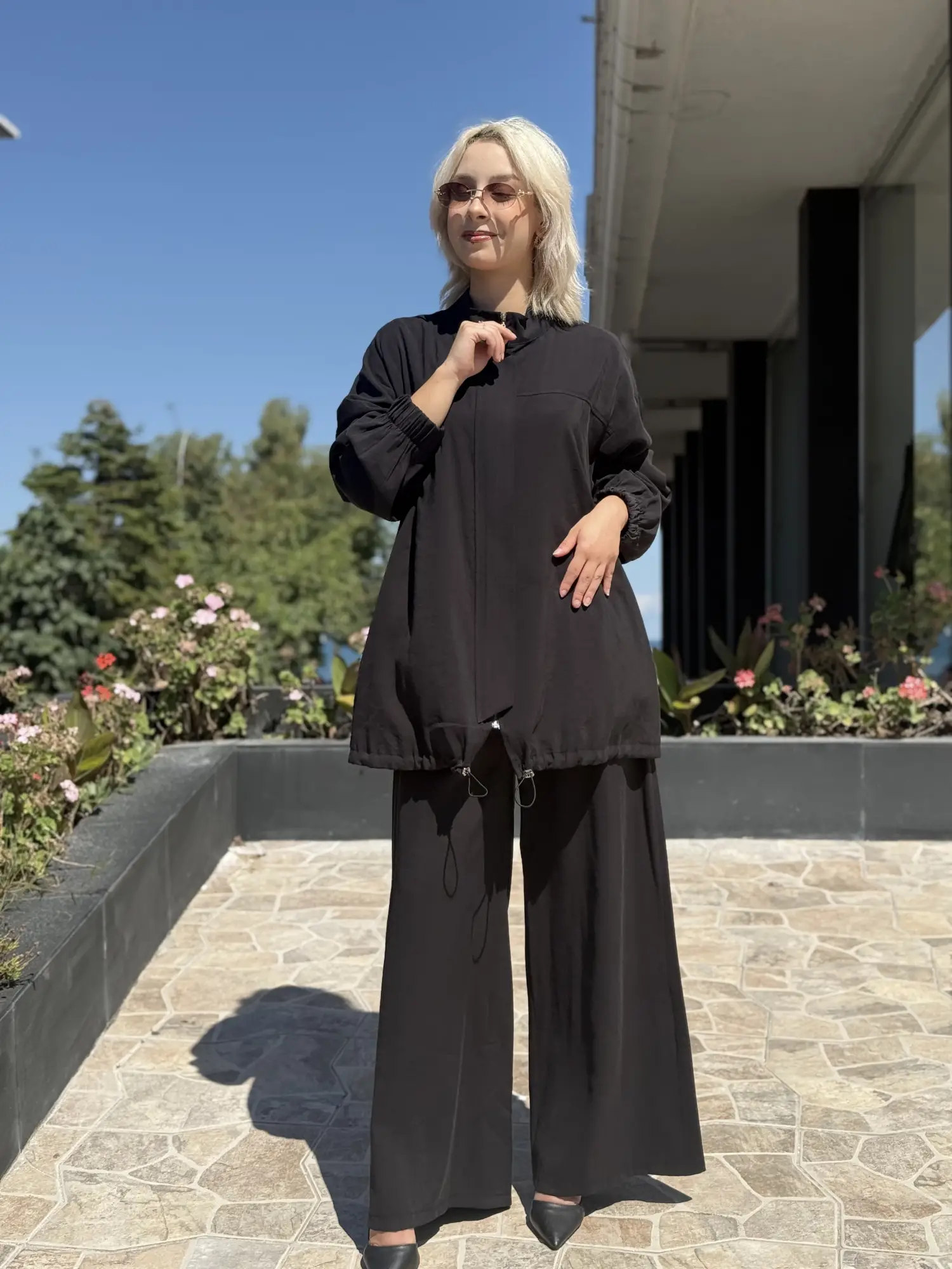 Almarwah Fermuarlı Modal Üçlü Kap Tunik Pantolon Takım 203076