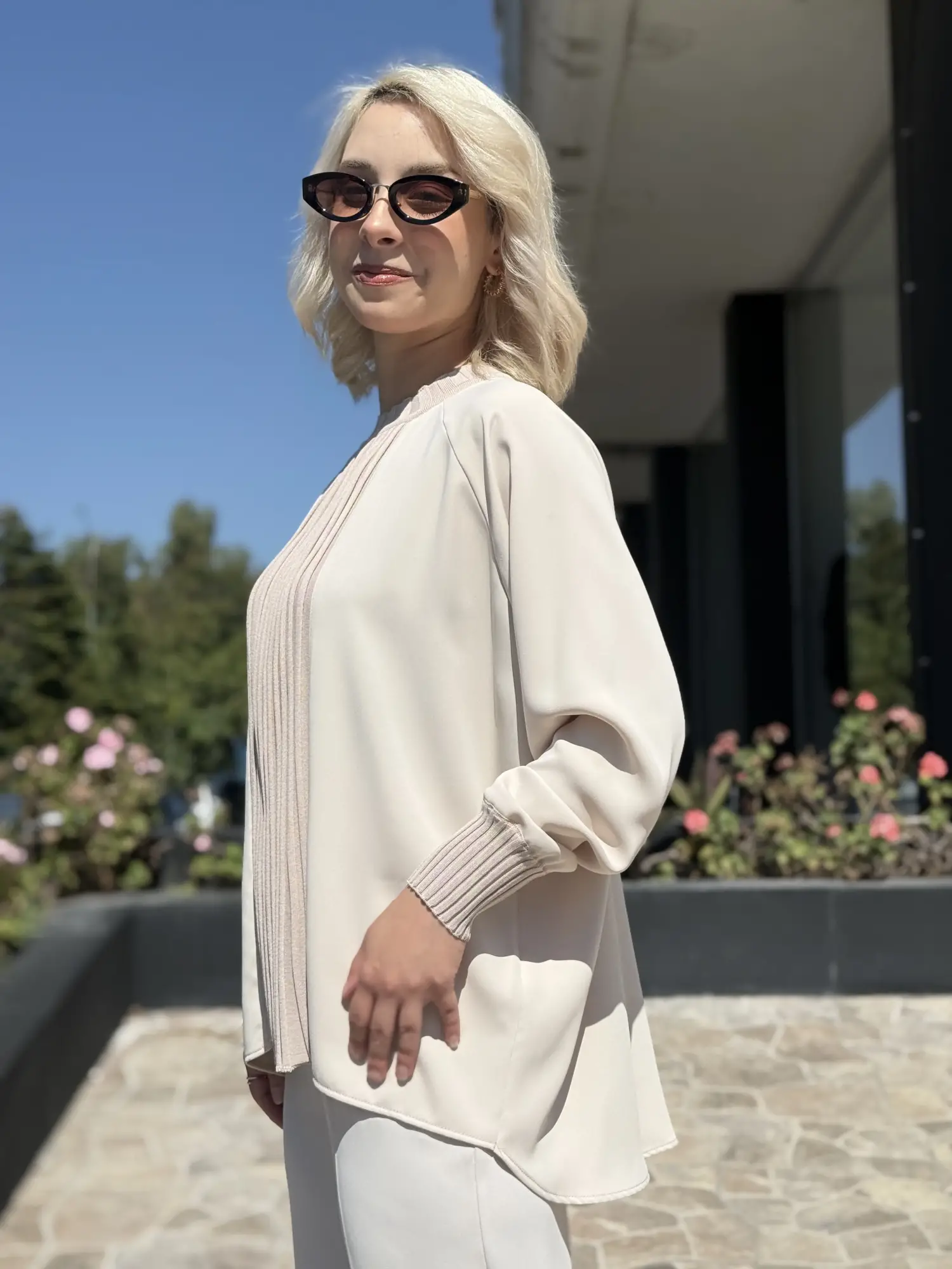 Ghisa Önü Drape Triko Detaylı Ribanalı Krep Tunik G4469K