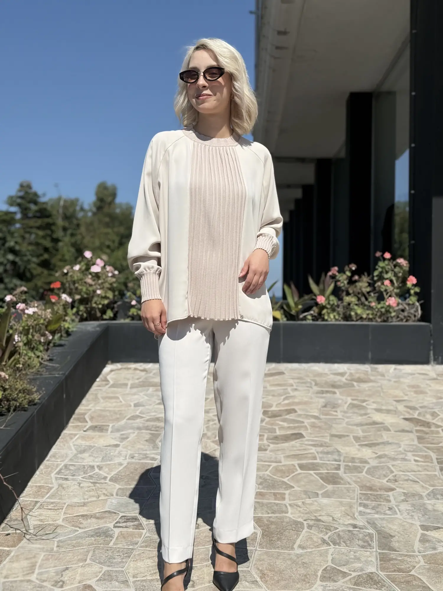 Ghisa Önü Drape Triko Detaylı Ribanalı Krep Tunik G4469K