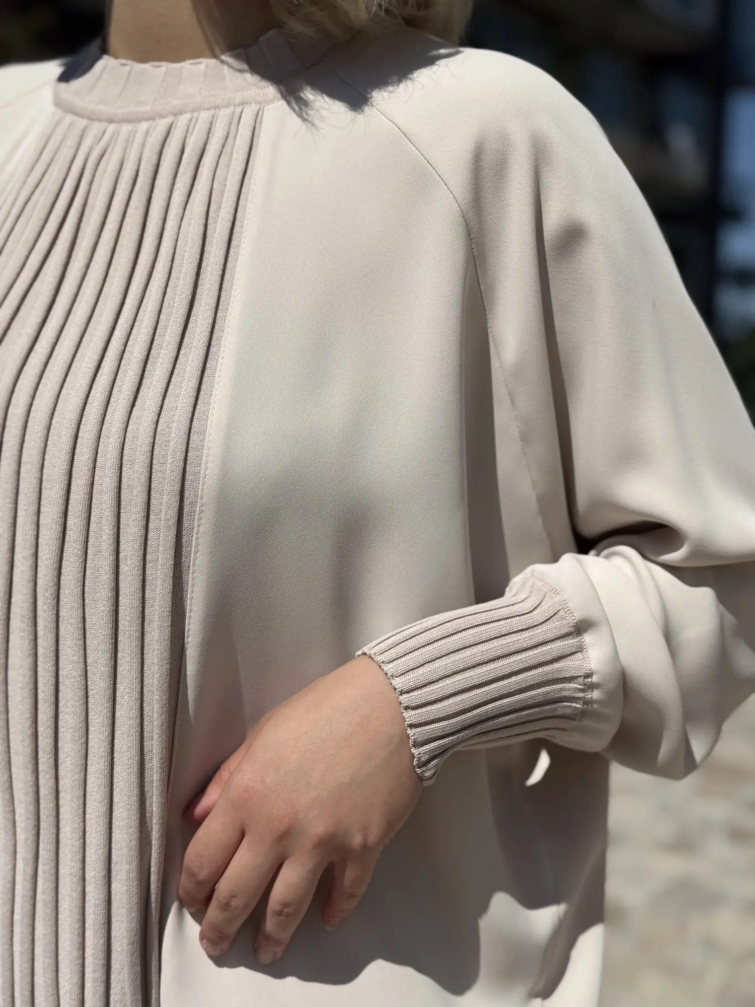 Ghisa Önü Drape Triko Detaylı Ribanalı Krep Tunik G4469K