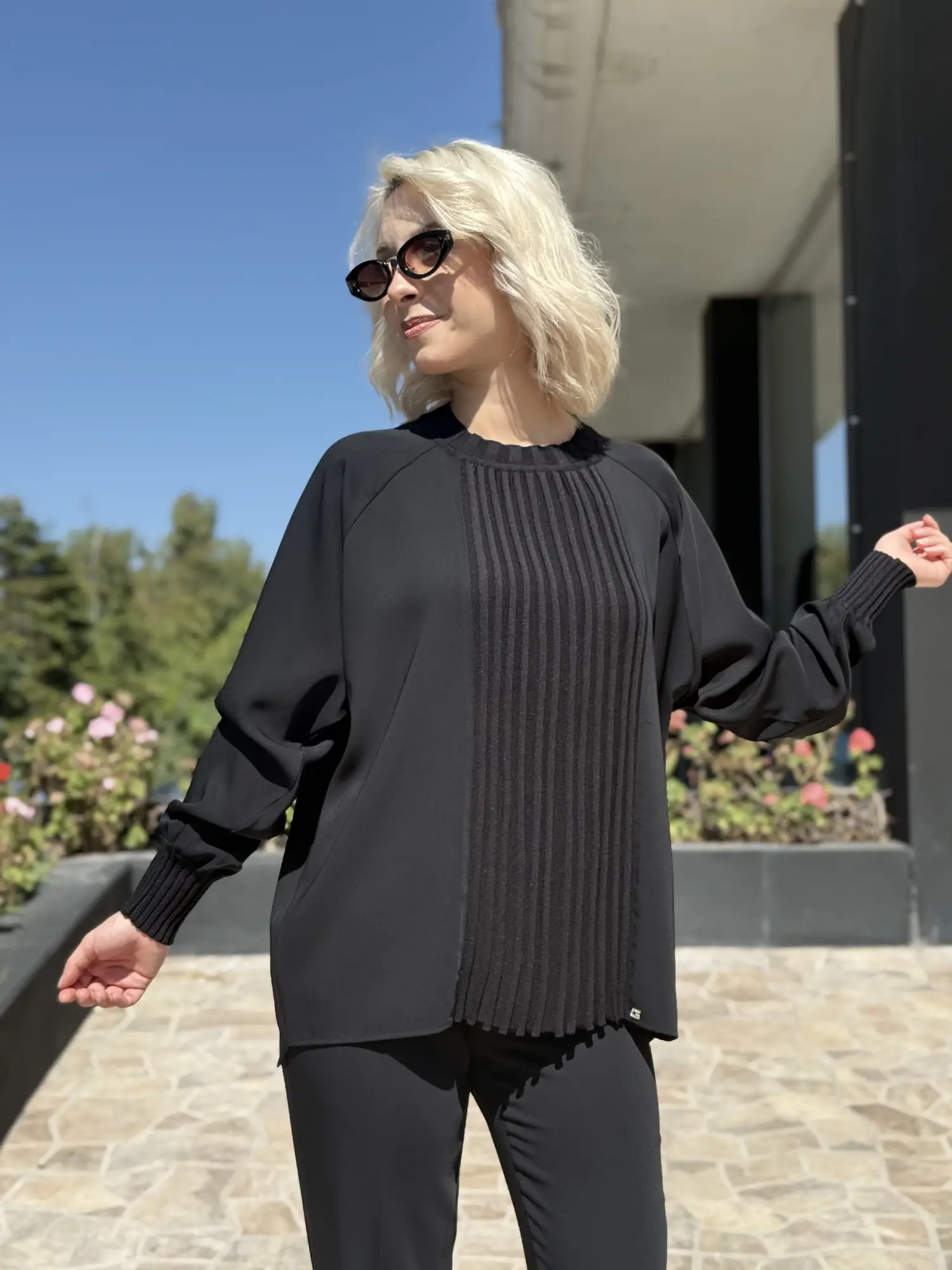 Ghisa Önü Drape Triko Detaylı Ribanalı Krep Tunik G4469K