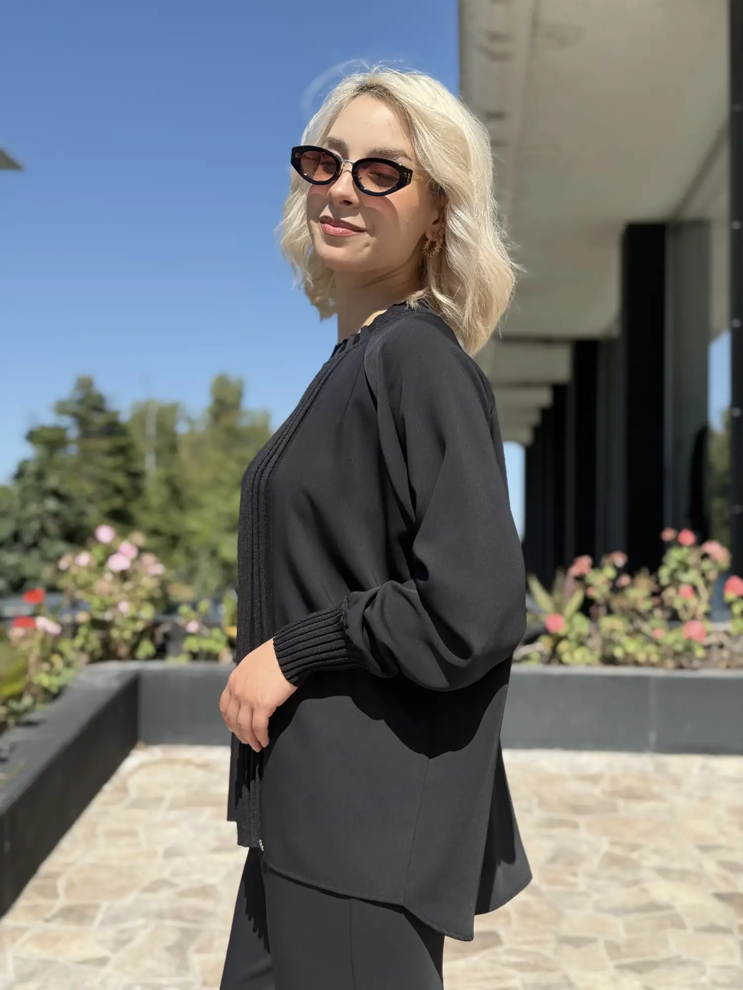 Ghisa Önü Drape Triko Detaylı Ribanalı Krep Tunik G4469K