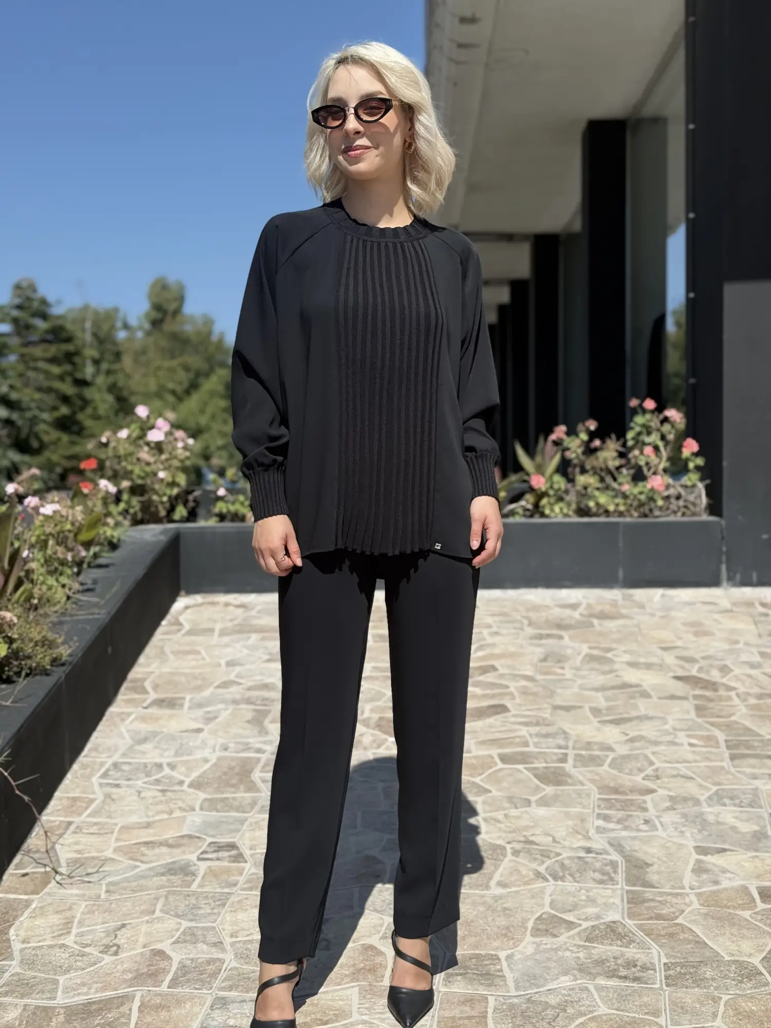 Ghisa Önü Drape Triko Detaylı Ribanalı Krep Tunik G4469K