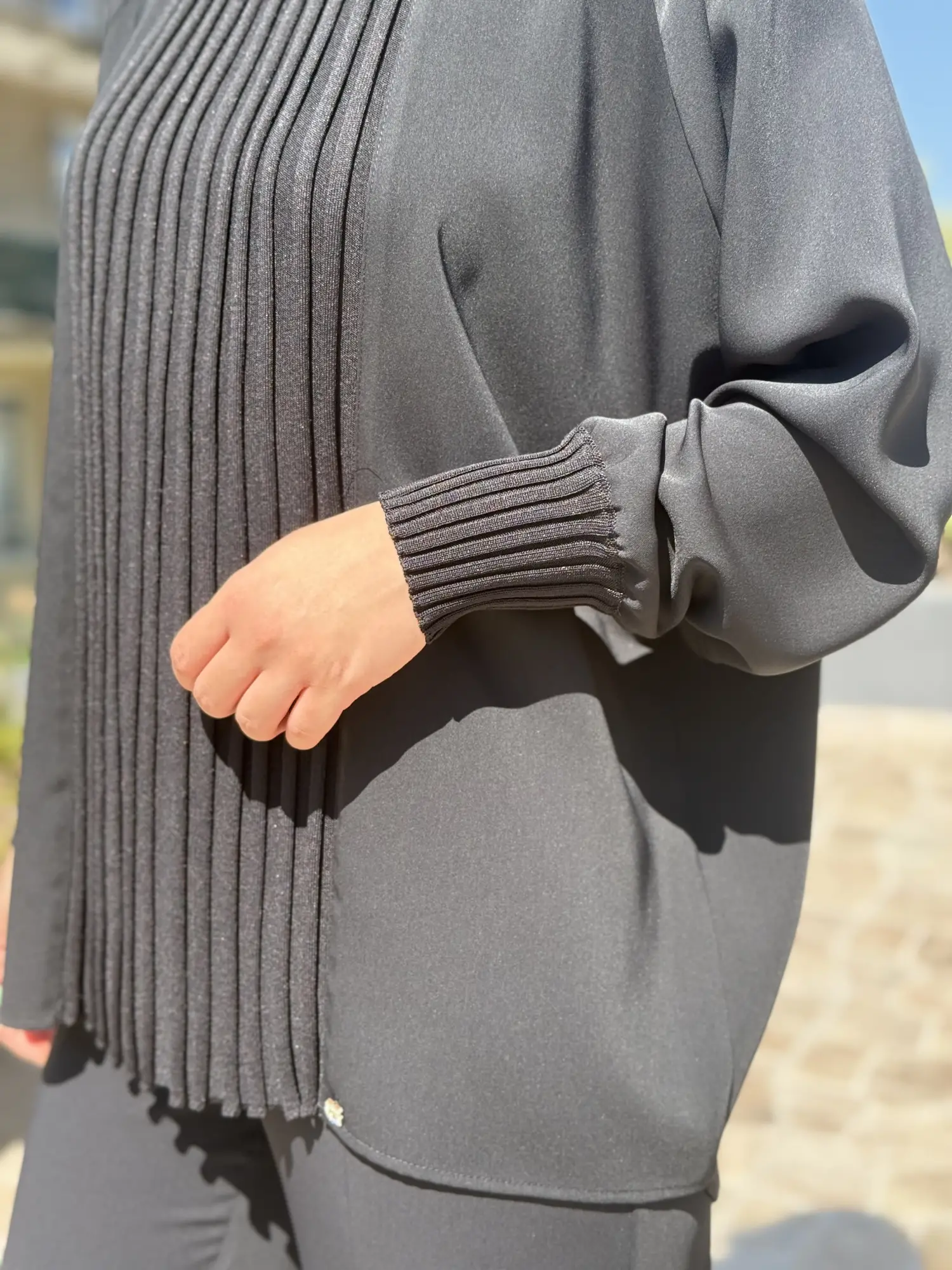 Ghisa Önü Drape Triko Detaylı Ribanalı Krep Tunik G4469K