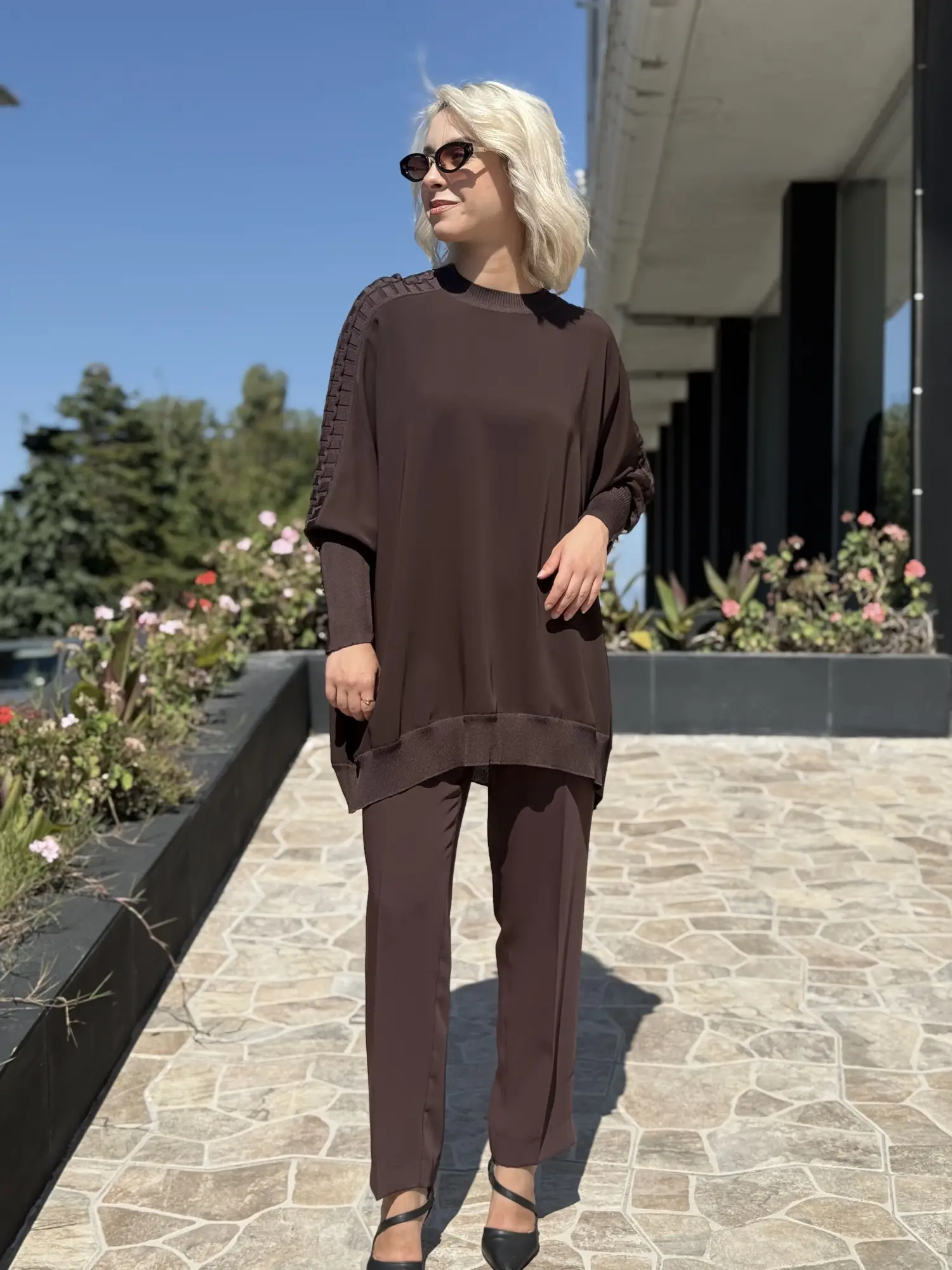Ghisa Triko Detaylı Ribanalı Krep Tunik G4492K