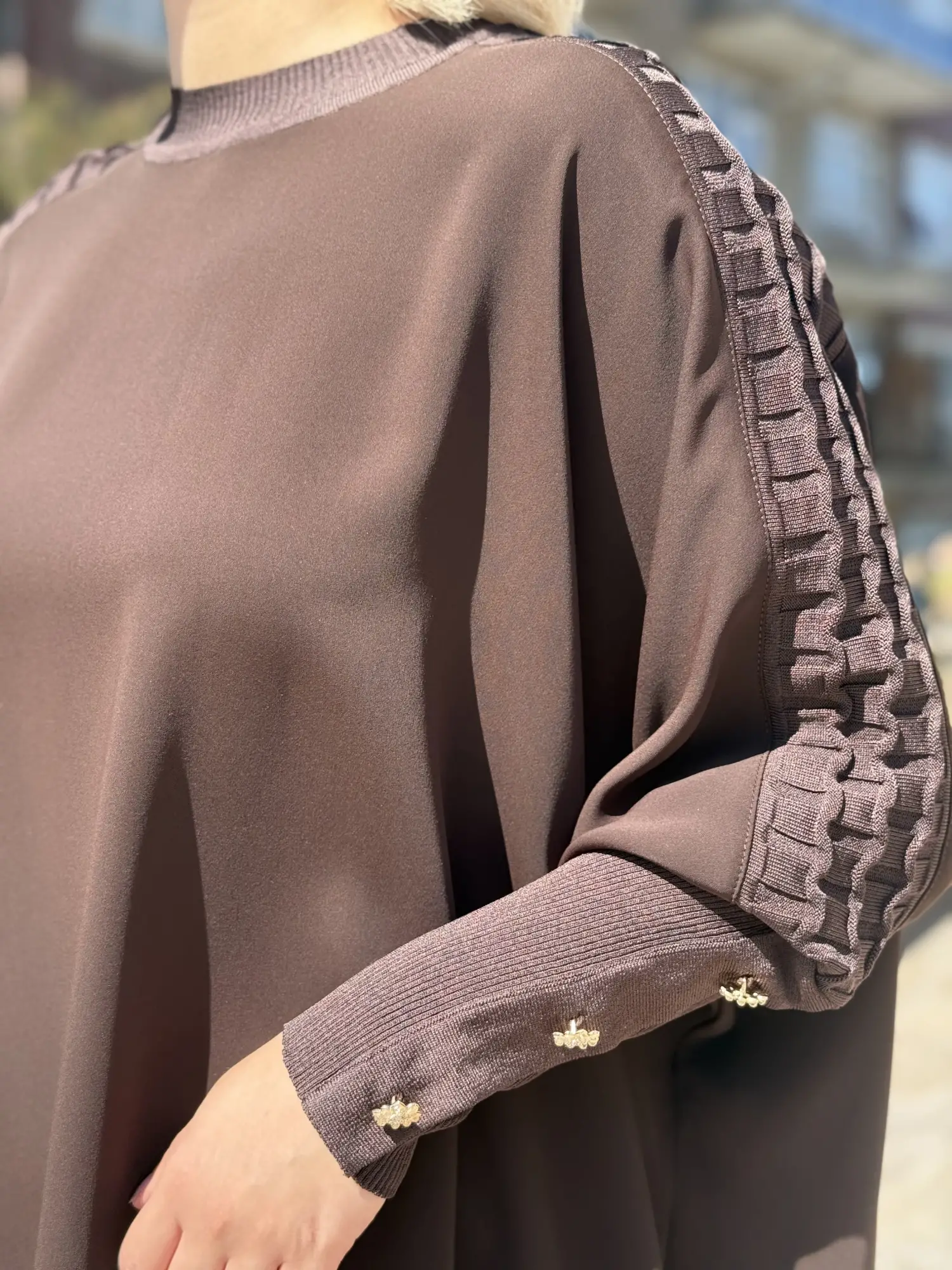 Ghisa Triko Detaylı Ribanalı Krep Tunik G4492K