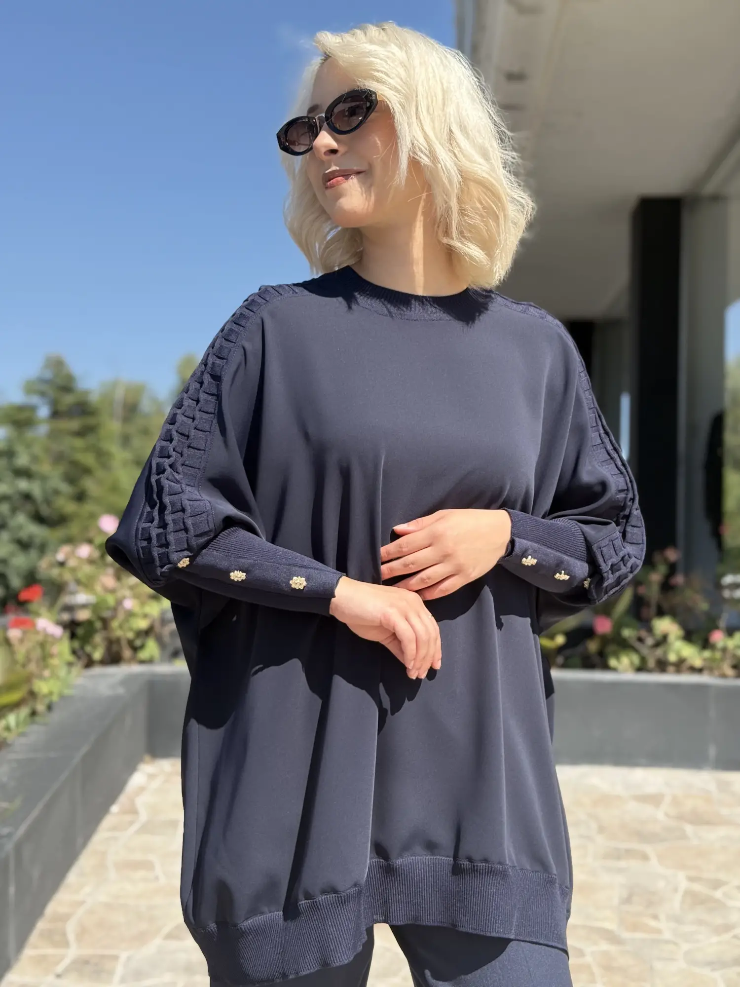 Ghisa Triko Detaylı Ribanalı Krep Tunik G4492K