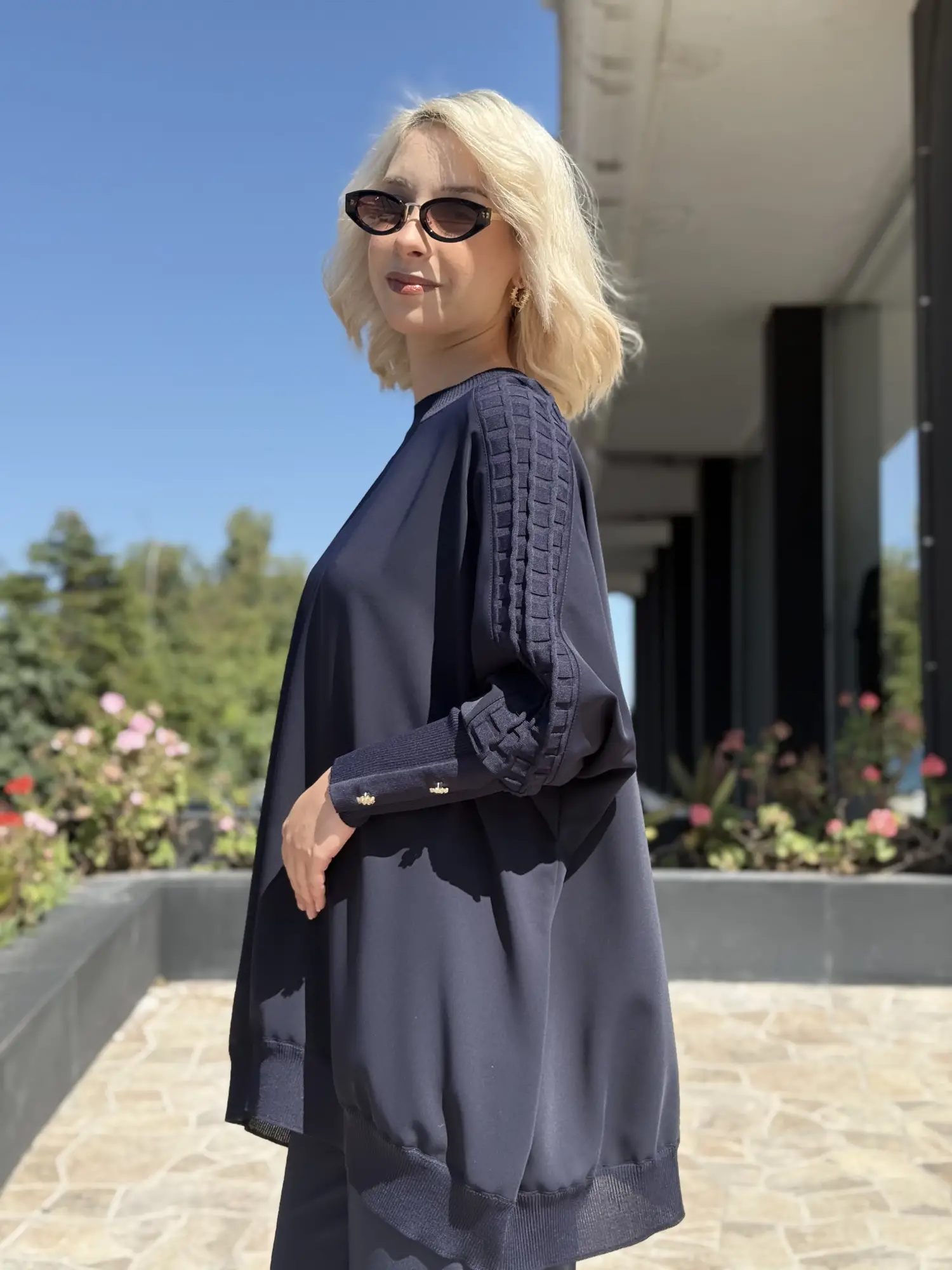 Ghisa Triko Detaylı Ribanalı Krep Tunik G4492K