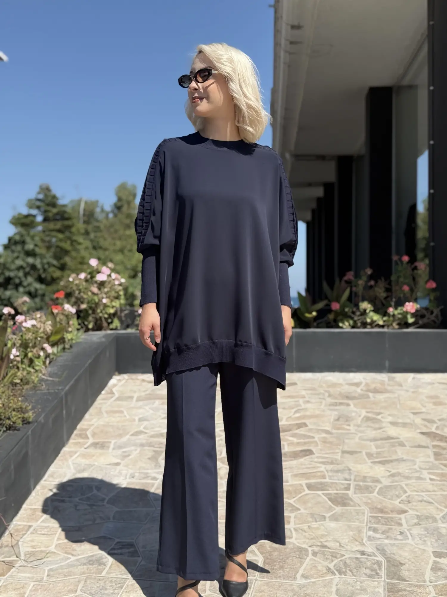 Ghisa Triko Detaylı Ribanalı Krep Tunik G4492K
