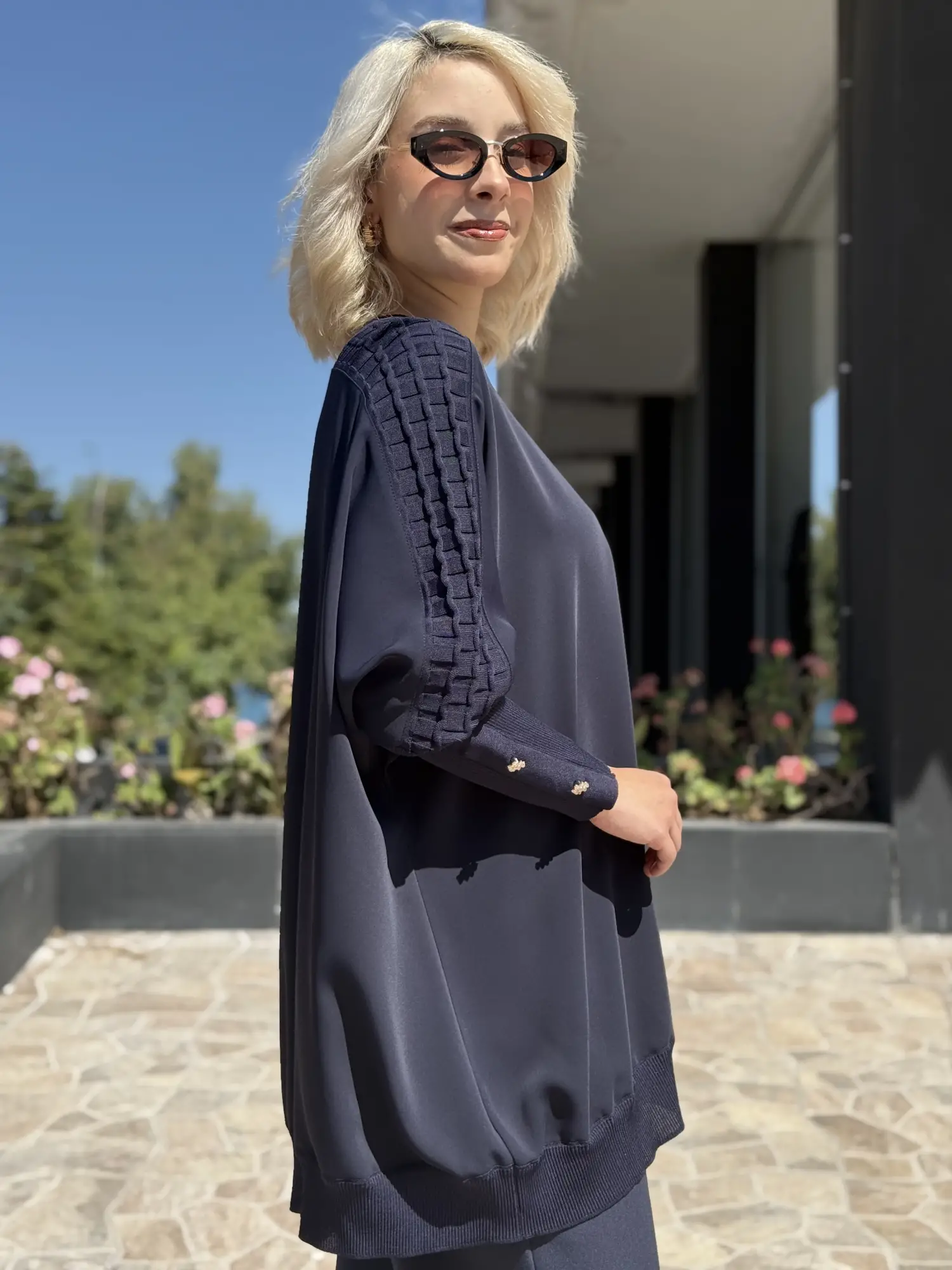 Ghisa Triko Detaylı Ribanalı Krep Tunik G4492K