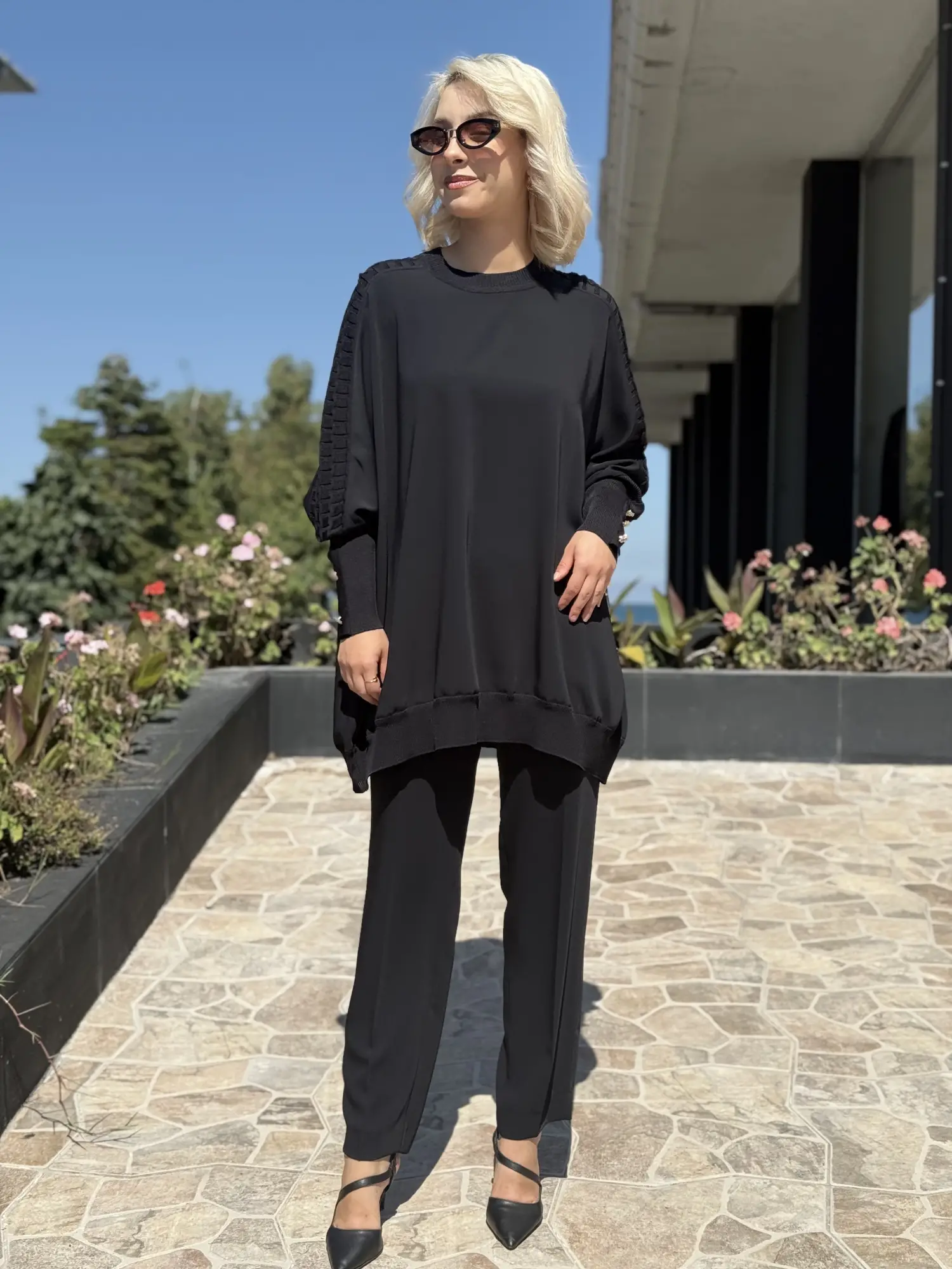 Ghisa Triko Detaylı Ribanalı Krep Tunik G4492K