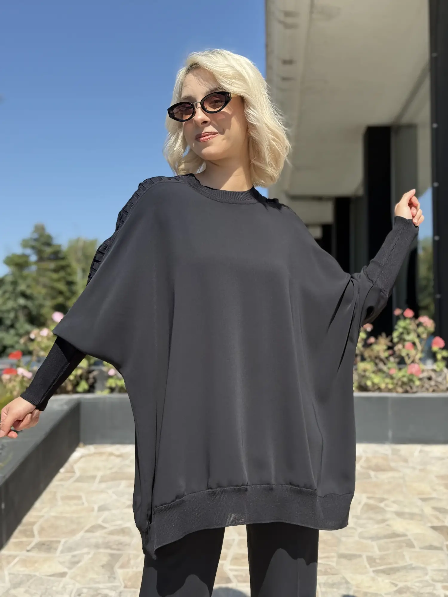 Ghisa Triko Detaylı Ribanalı Krep Tunik G4492K
