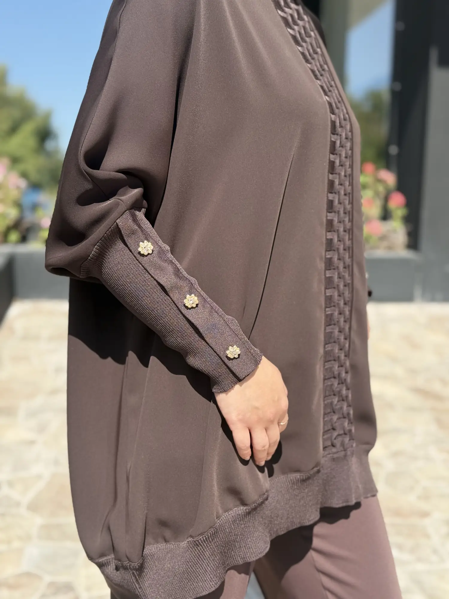 Ghisa Önü Triko Detaylı Ribanalı Krep Tunik G4491K