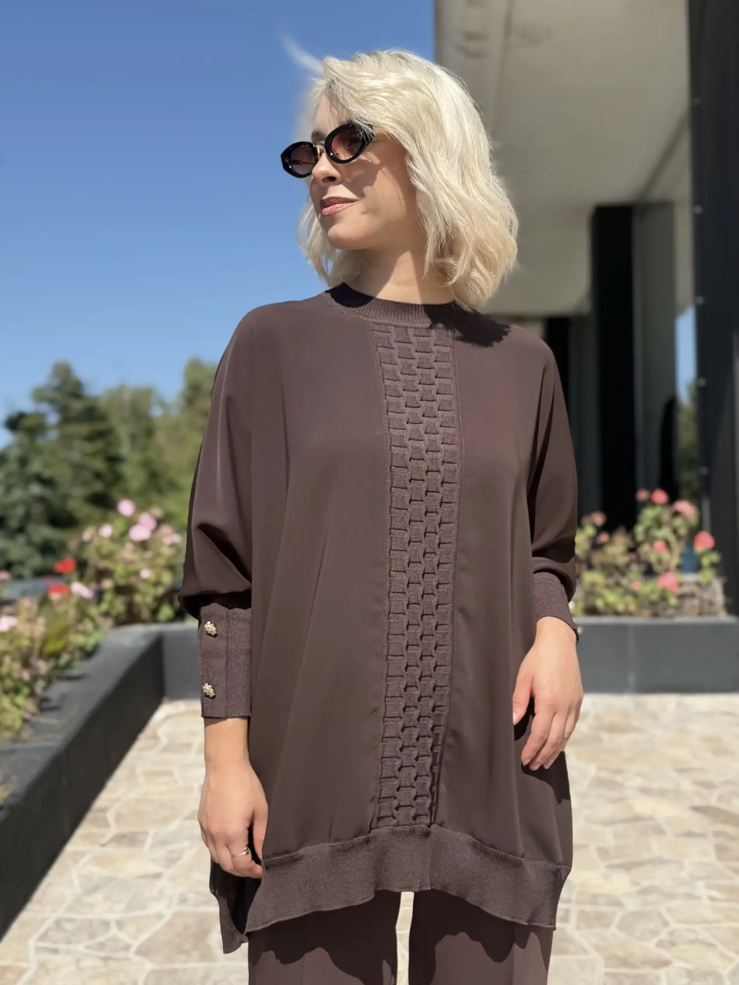 Ghisa Önü Triko Detaylı Ribanalı Krep Tunik G4491K