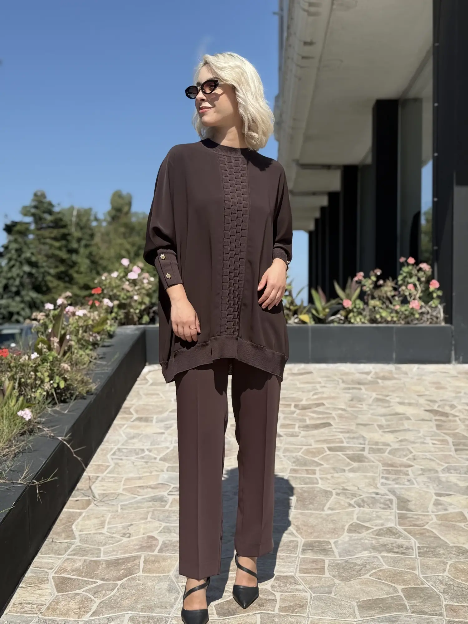Ghisa Önü Triko Detaylı Ribanalı Krep Tunik G4491K