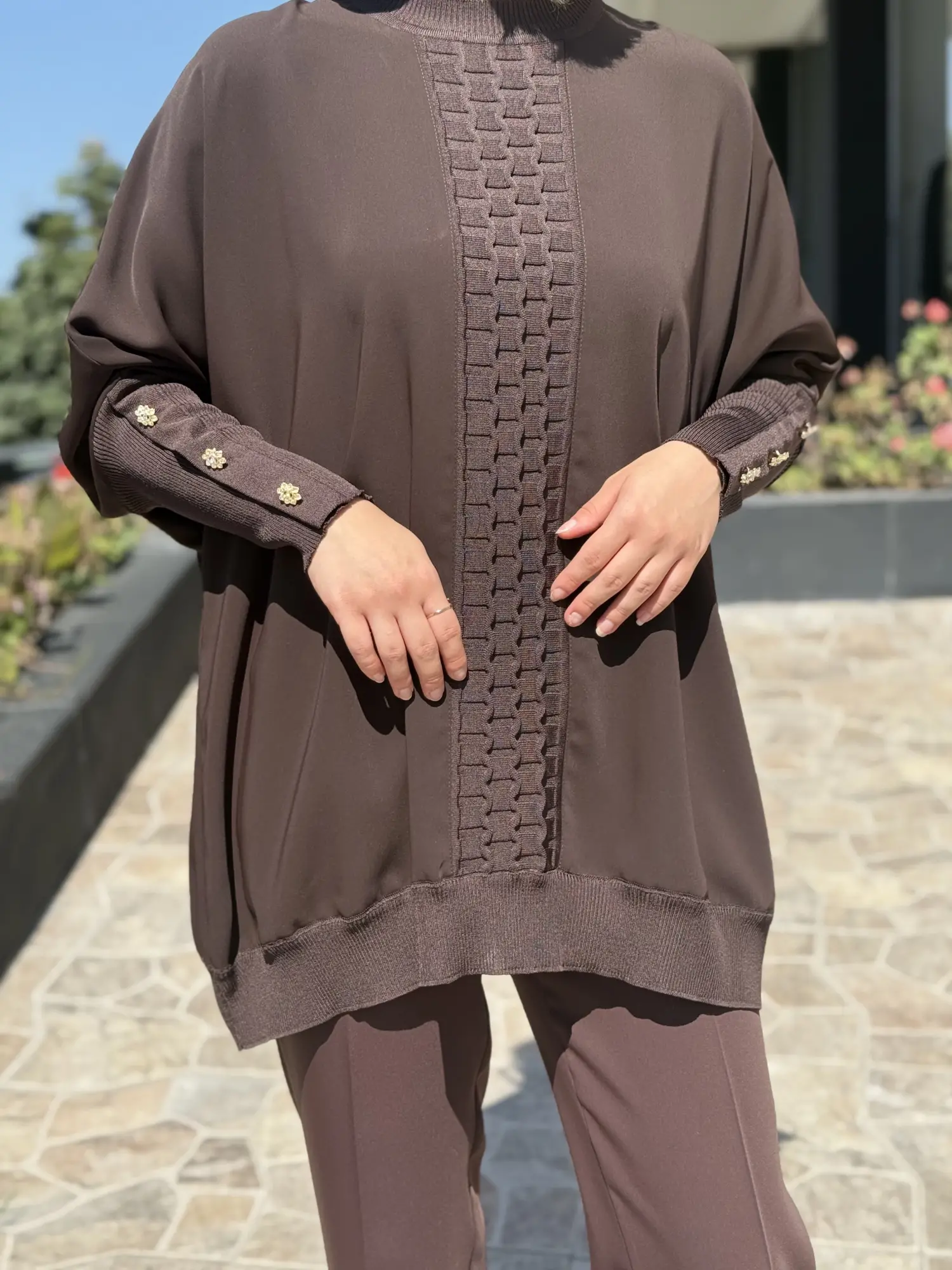 Ghisa Önü Triko Detaylı Ribanalı Krep Tunik G4491K