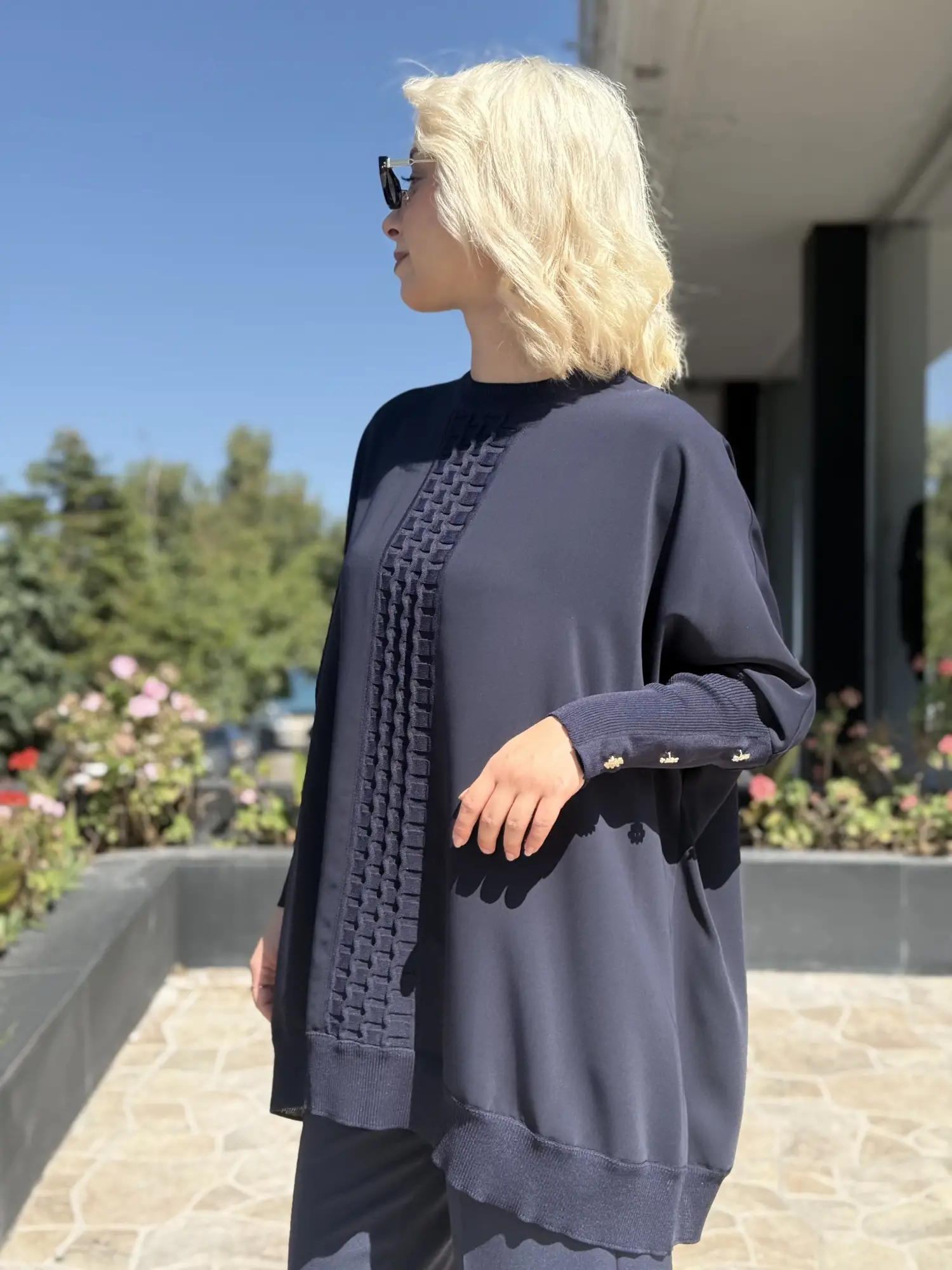 Ghisa Önü Triko Detaylı Ribanalı Krep Tunik G4491K