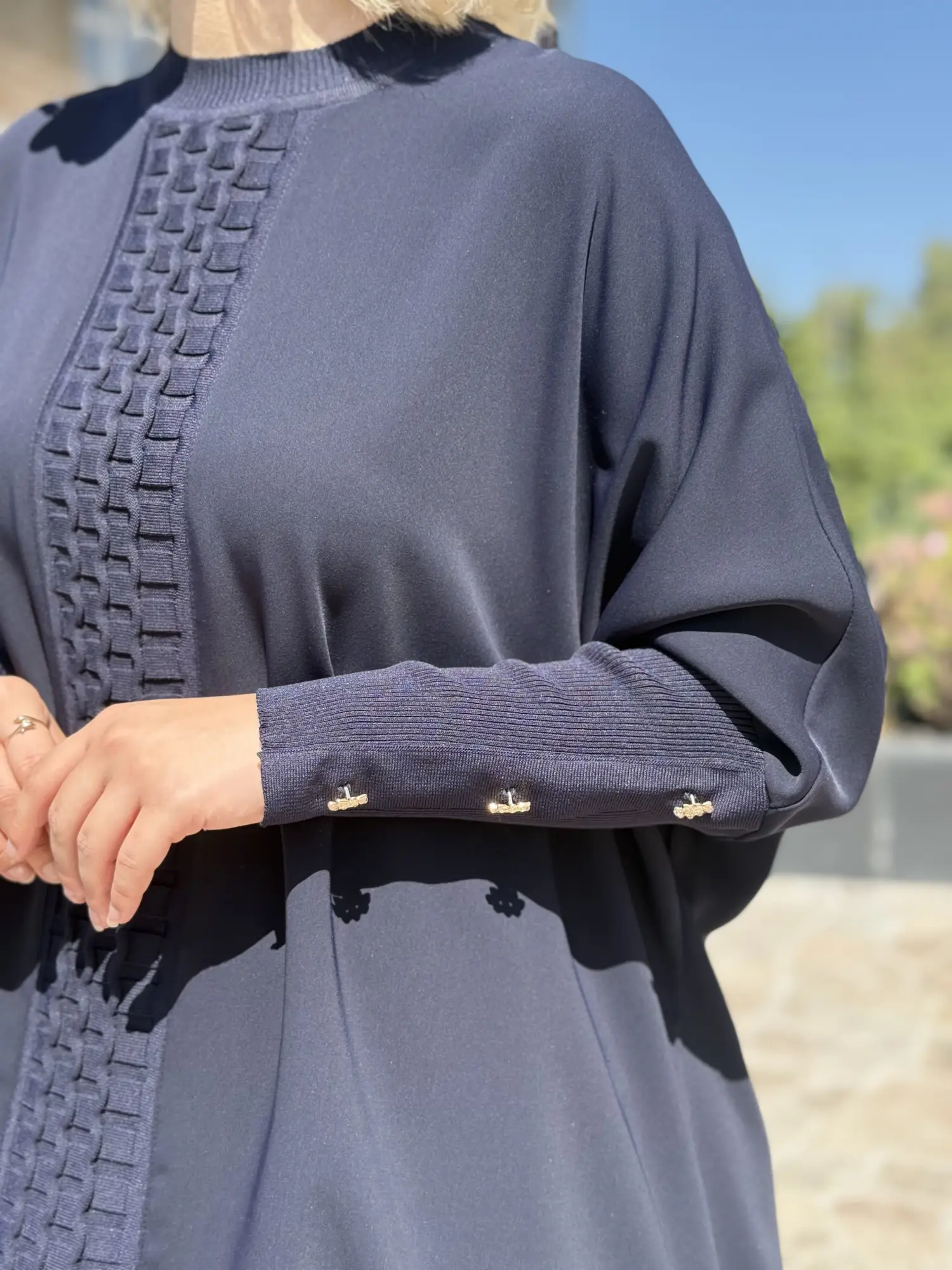 Ghisa Önü Triko Detaylı Ribanalı Krep Tunik G4491K