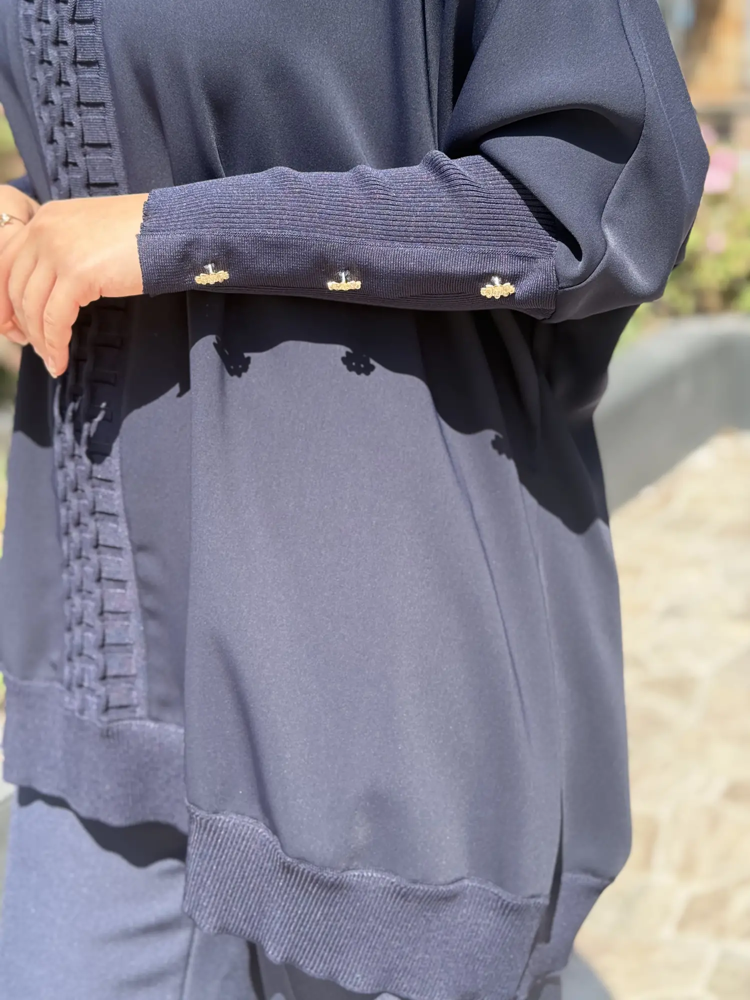 Ghisa Önü Triko Detaylı Ribanalı Krep Tunik G4491K