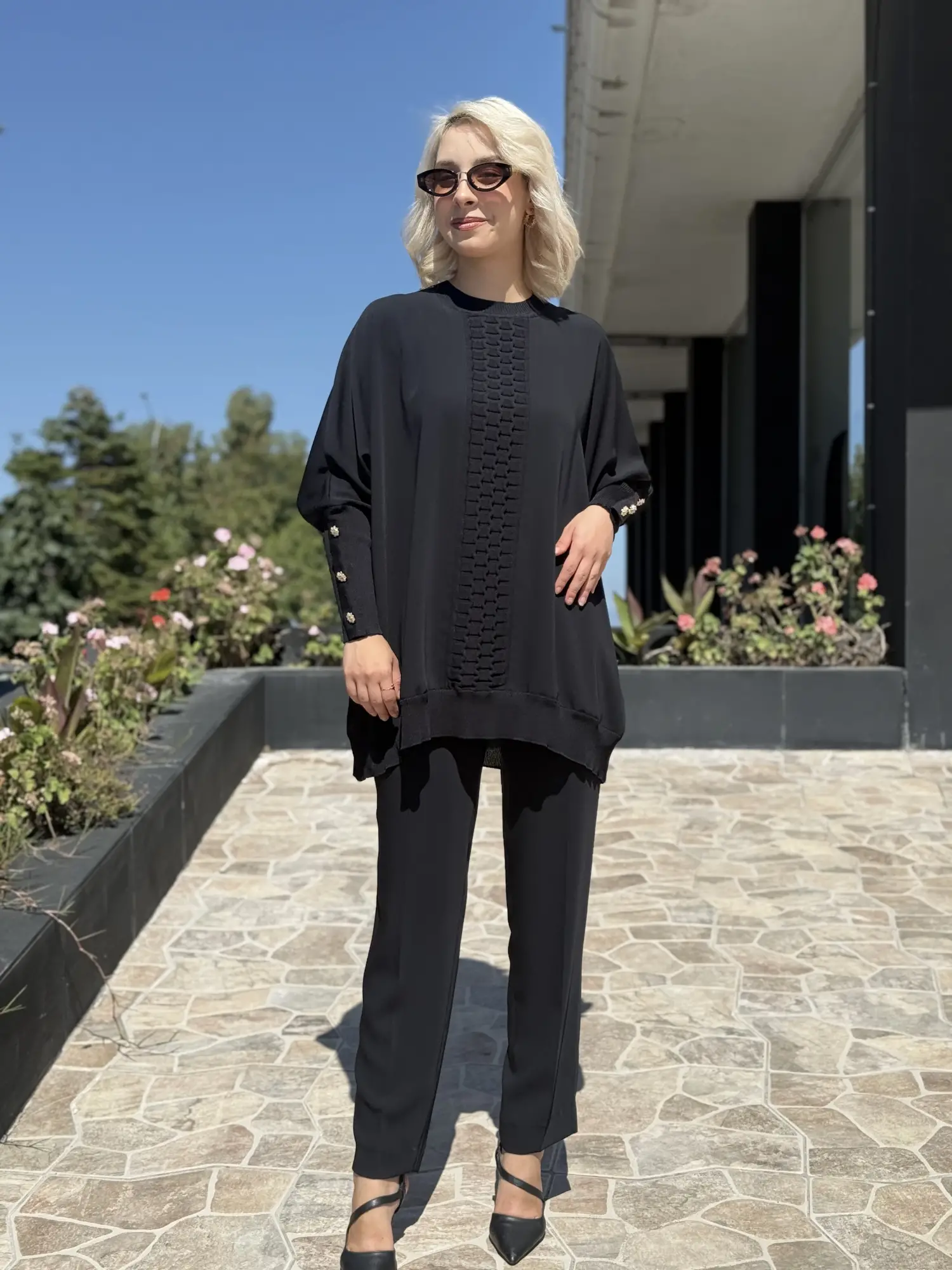 Ghisa Önü Triko Detaylı Ribanalı Krep Tunik G4491K
