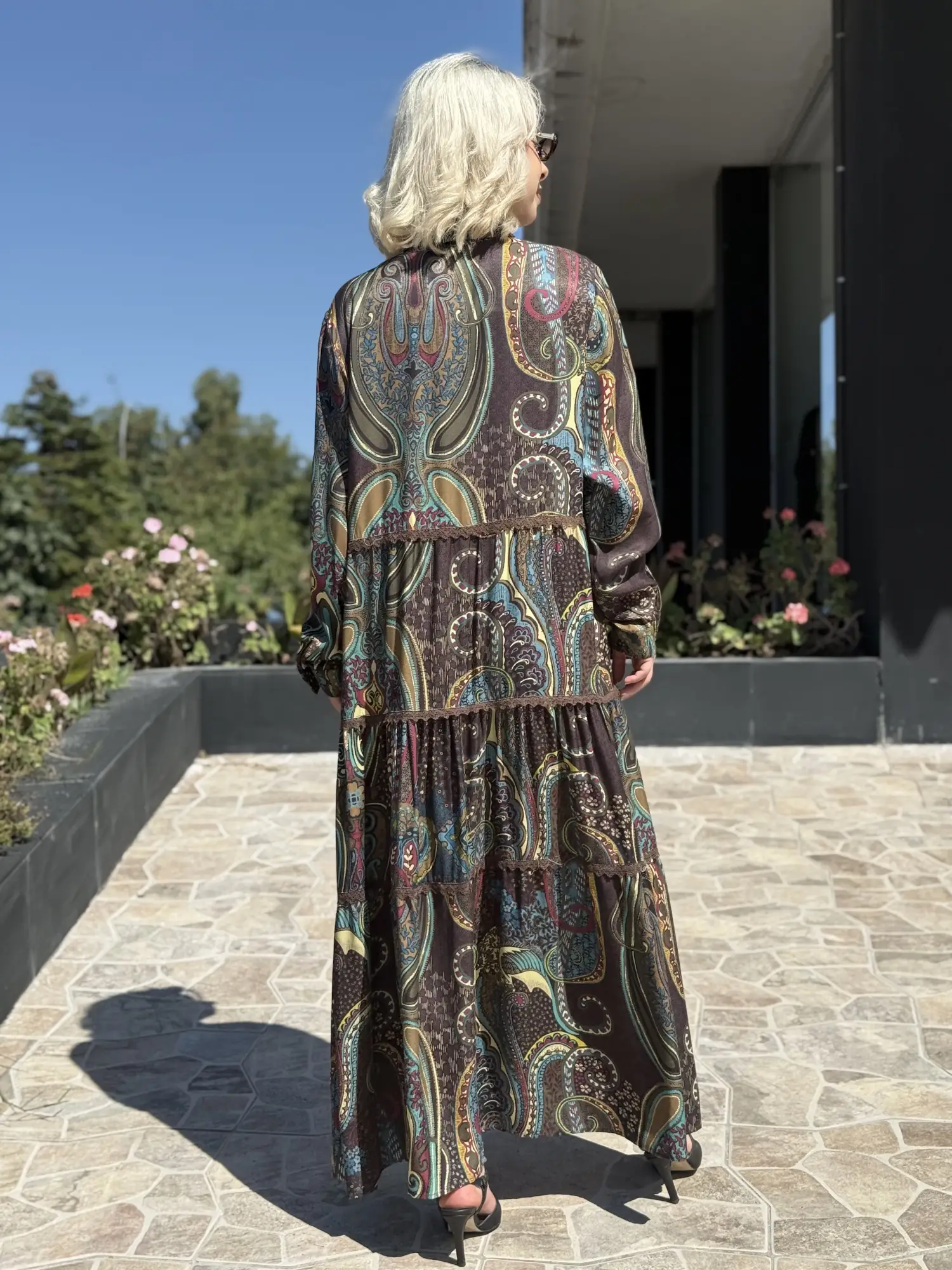 Ghisa Etnik desen Güpür Detaylı  Elbise G4490