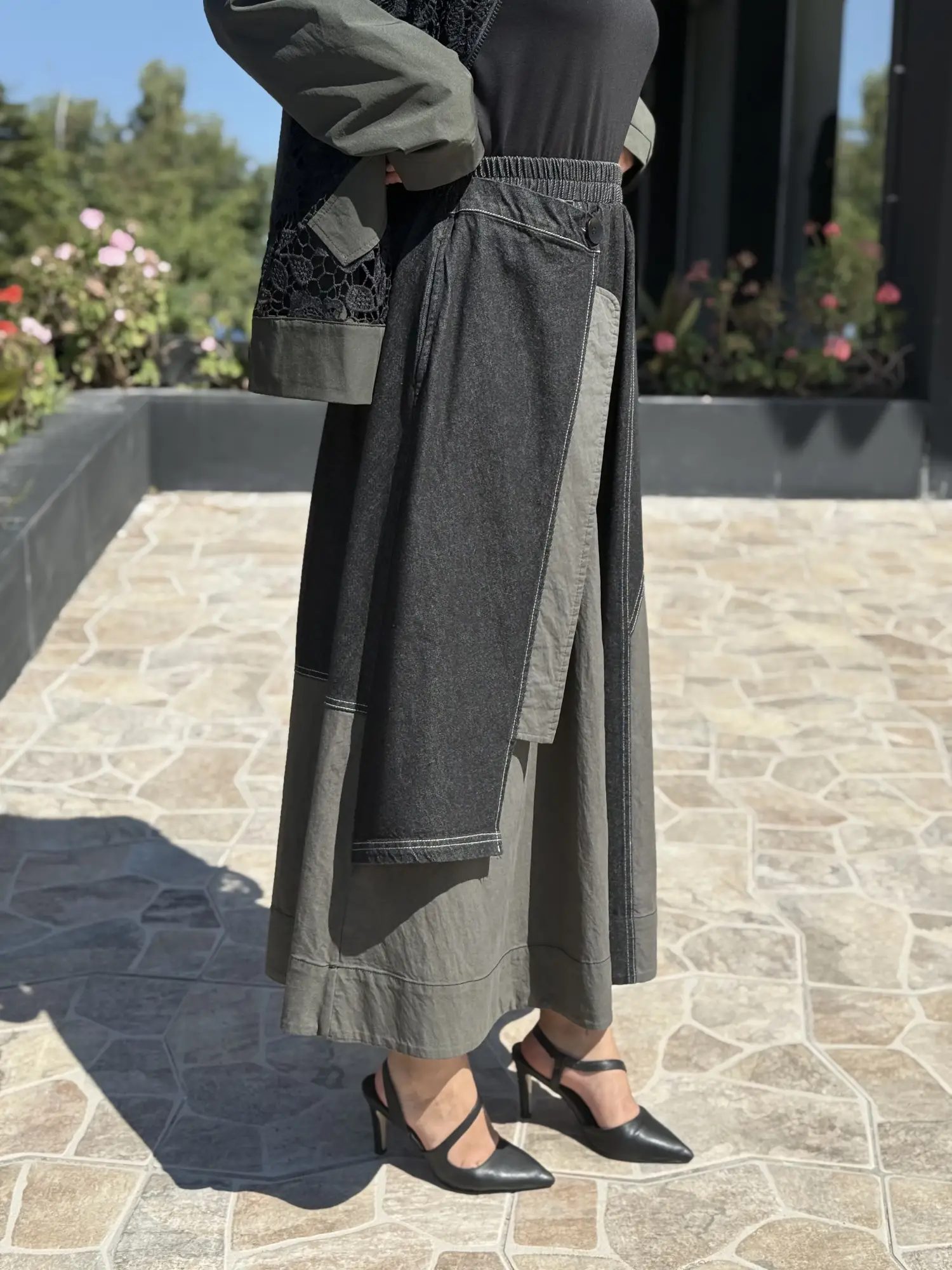 Ghisa Denim kombinli Güpür Detaylı Ceket Etek Takım G9354