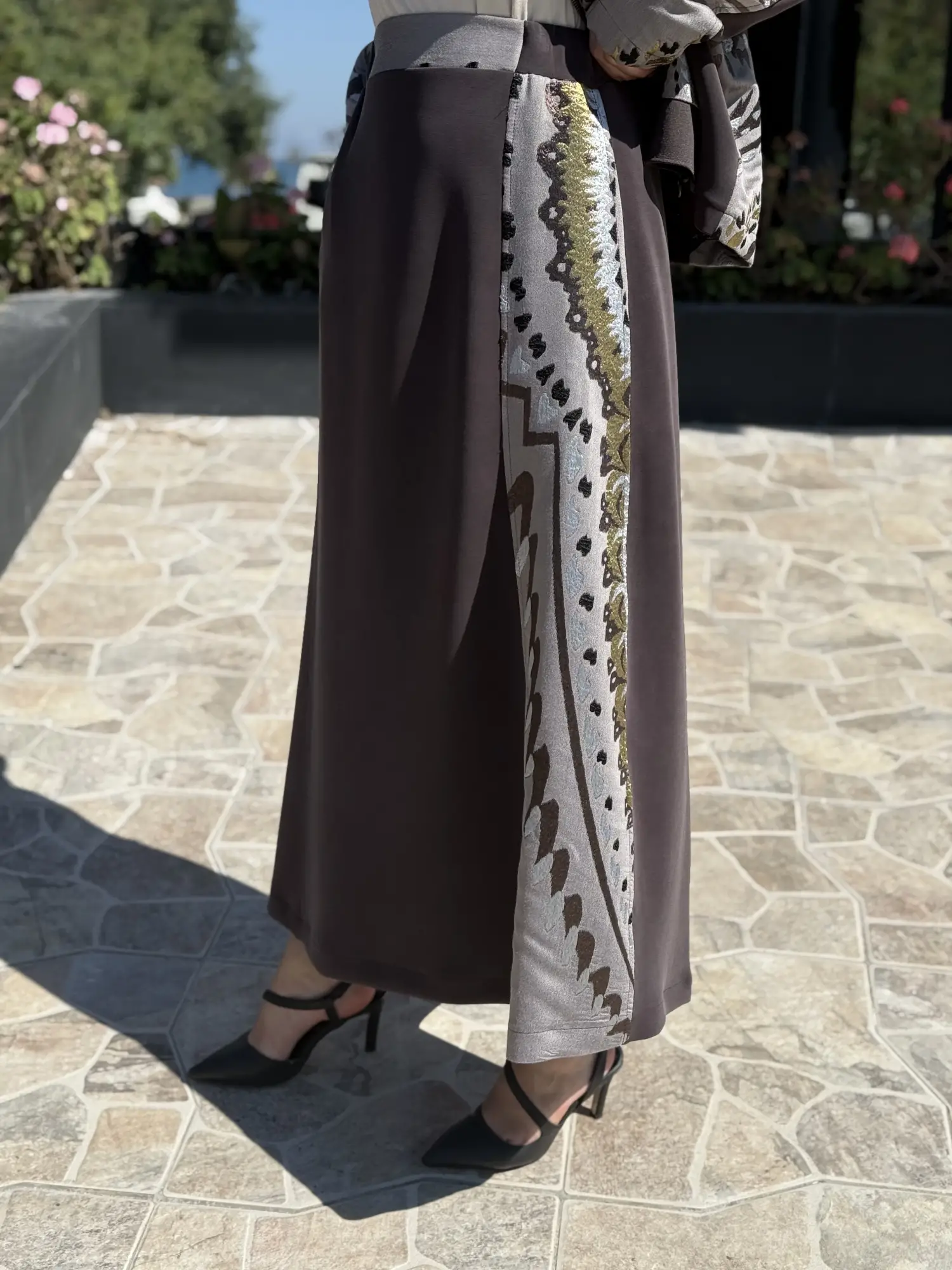 Ghisa Jakarlı Desen Kombinli Ceket Etek Takım G9281