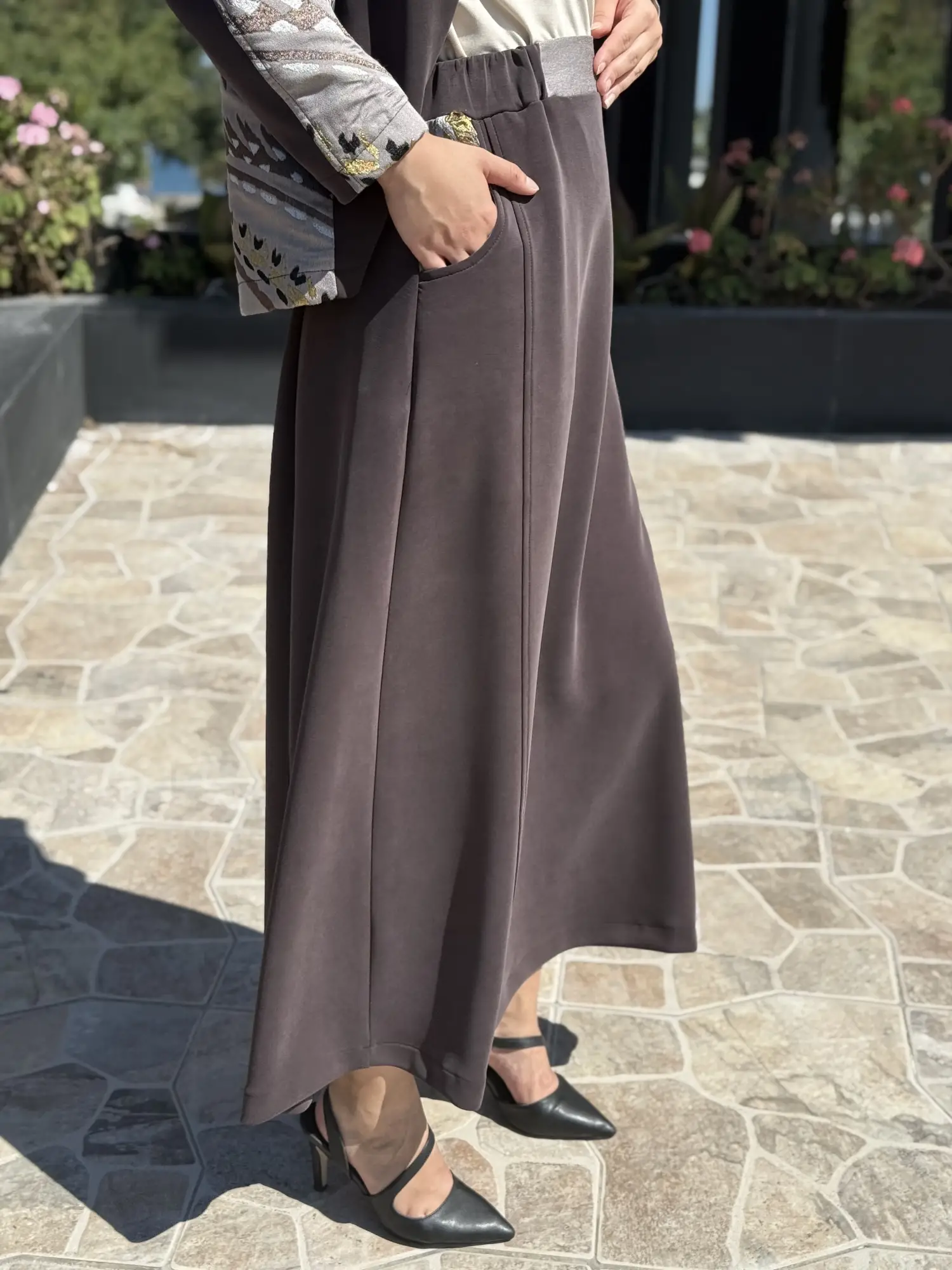 Ghisa Jakarlı Desen Kombinli Ceket Etek Takım G9281