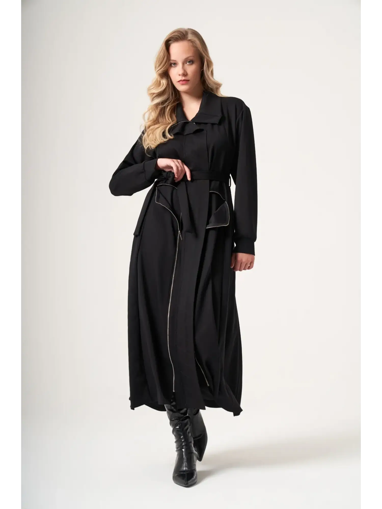 Misswhence Spor Dikiş ve Fermuar Detaylı Çelik Örme Pardesü 40517