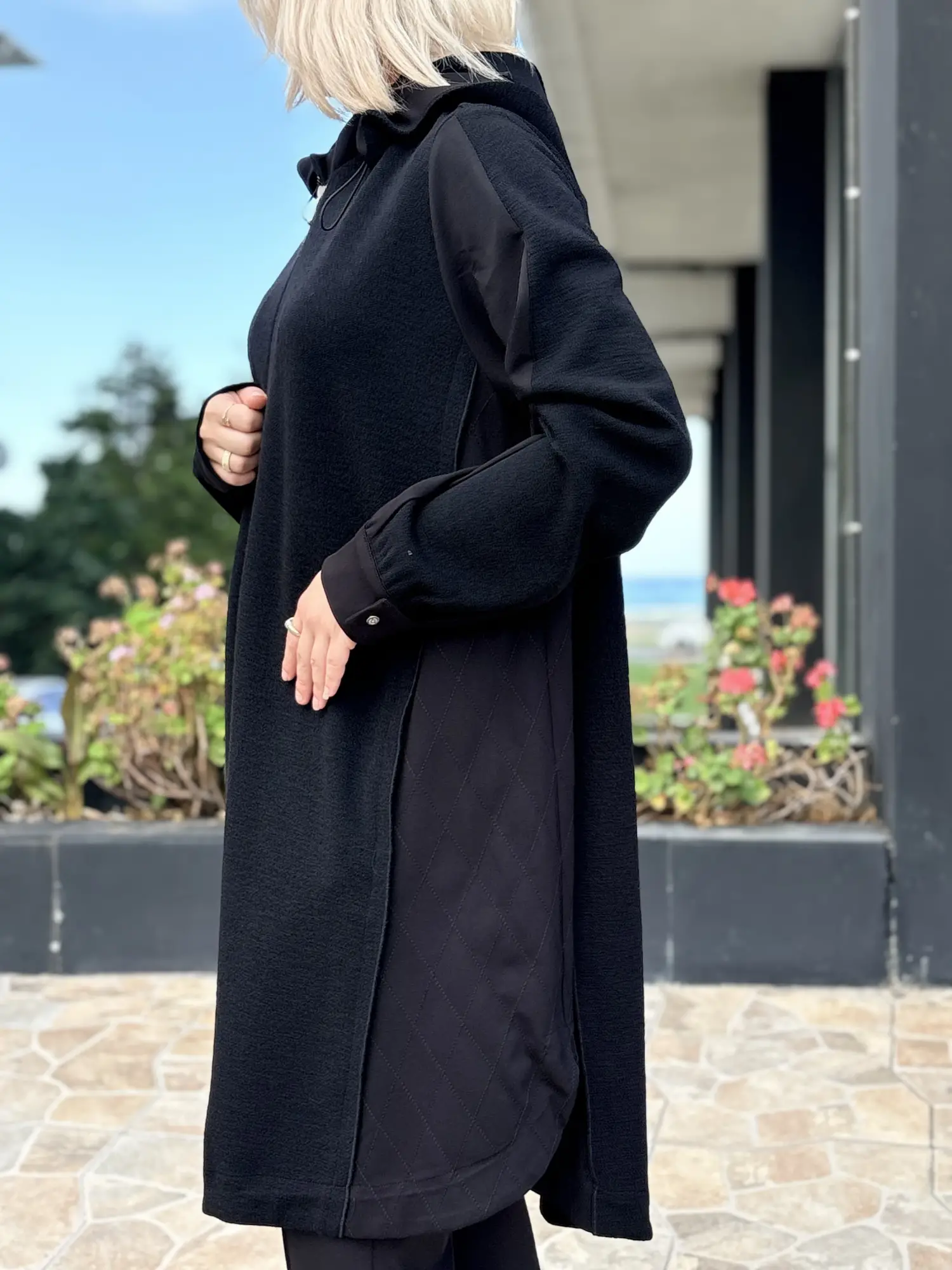 Misswhence Kapüşonlu Nevür Detaylı Kumlu Örme Kap 40401
