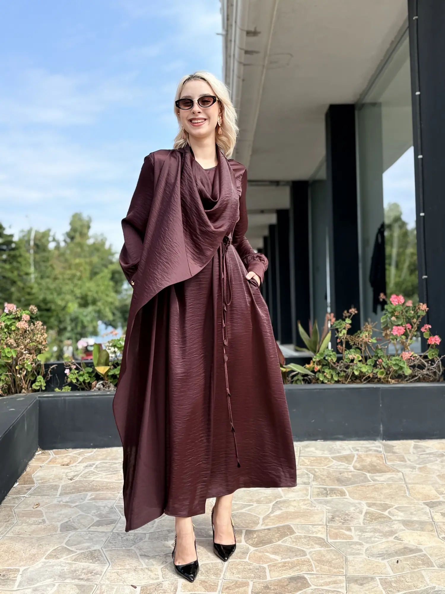 Kahma Degaje Yaka Ve Anvelop Kapama Detaylı Elbise