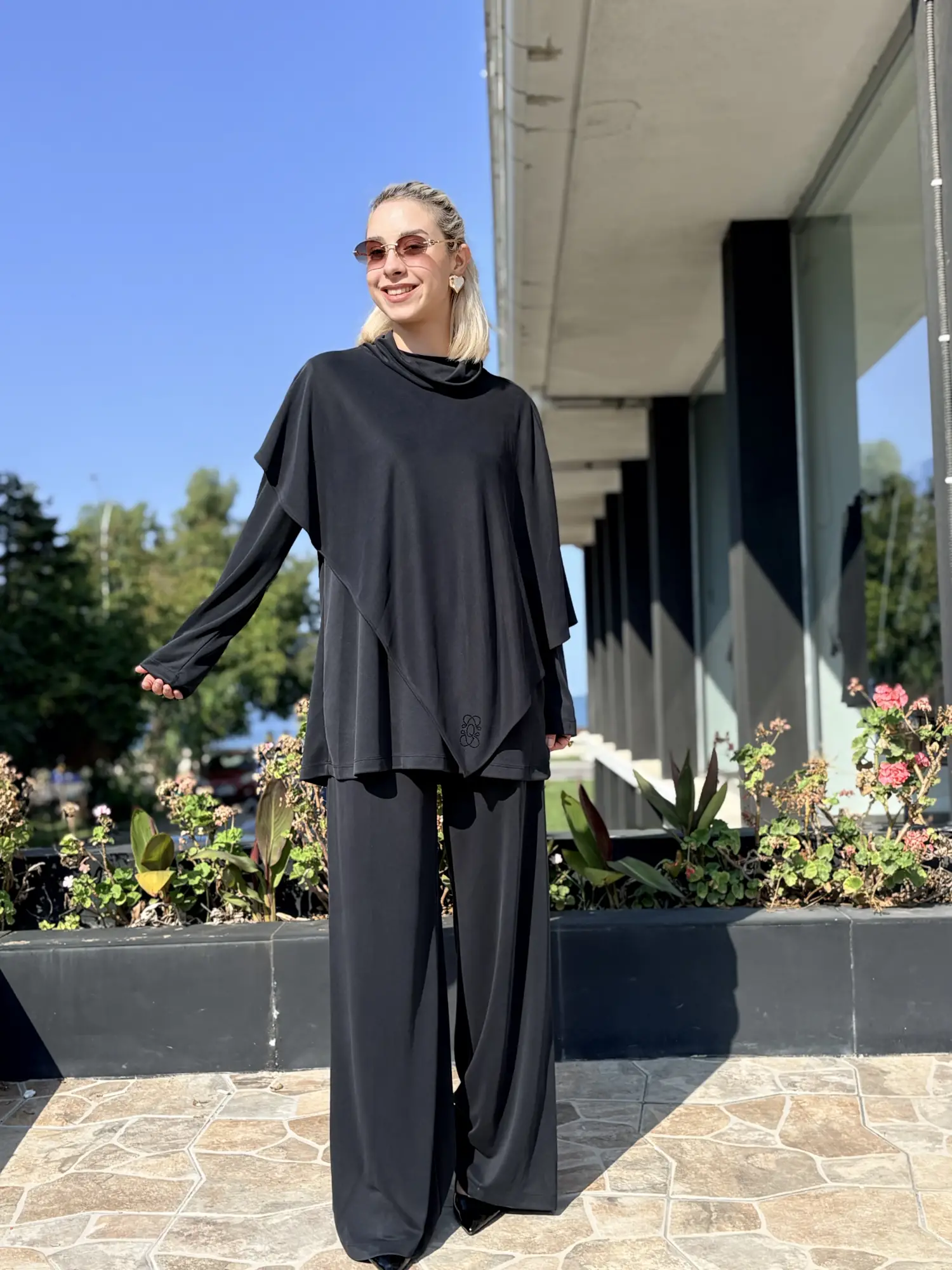 Qupra Panço Kombinli Modal Pike Kumaş Tunik Pantolon Takım WAF2276