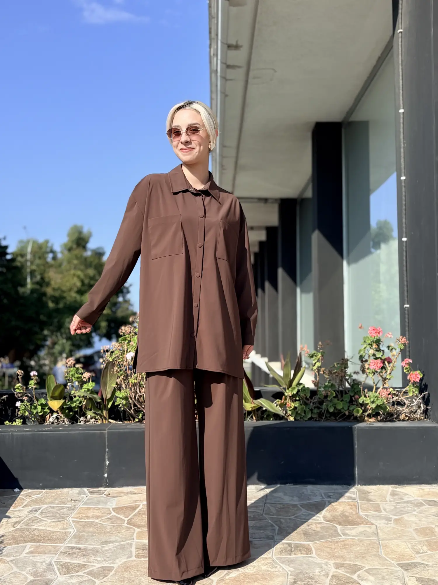 Qupra Nakış Detaylı Cepli Gömlek Pantolon Takım WAF22110