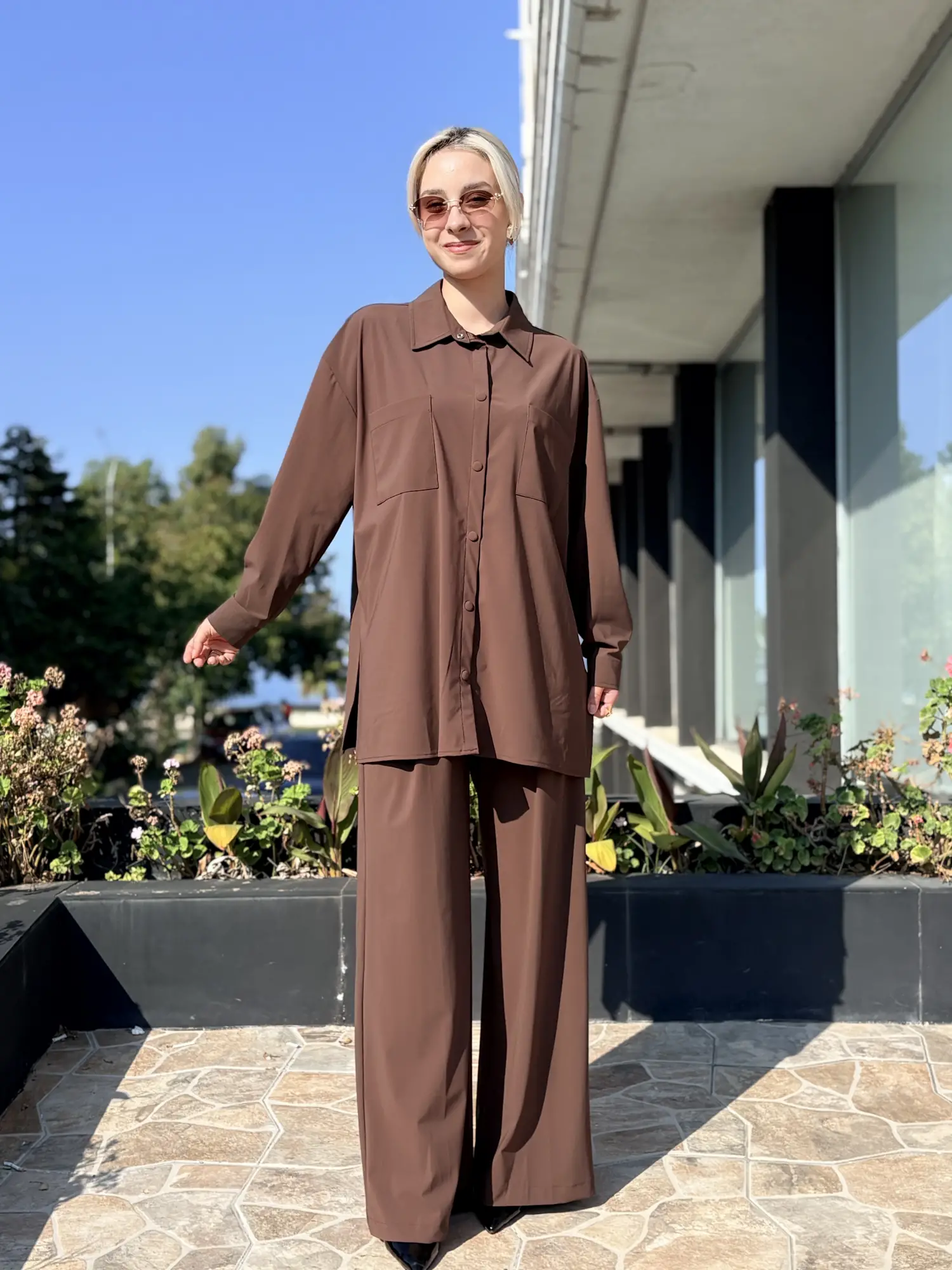 Qupra Nakış Detaylı Cepli Gömlek Pantolon Takım WAF22110