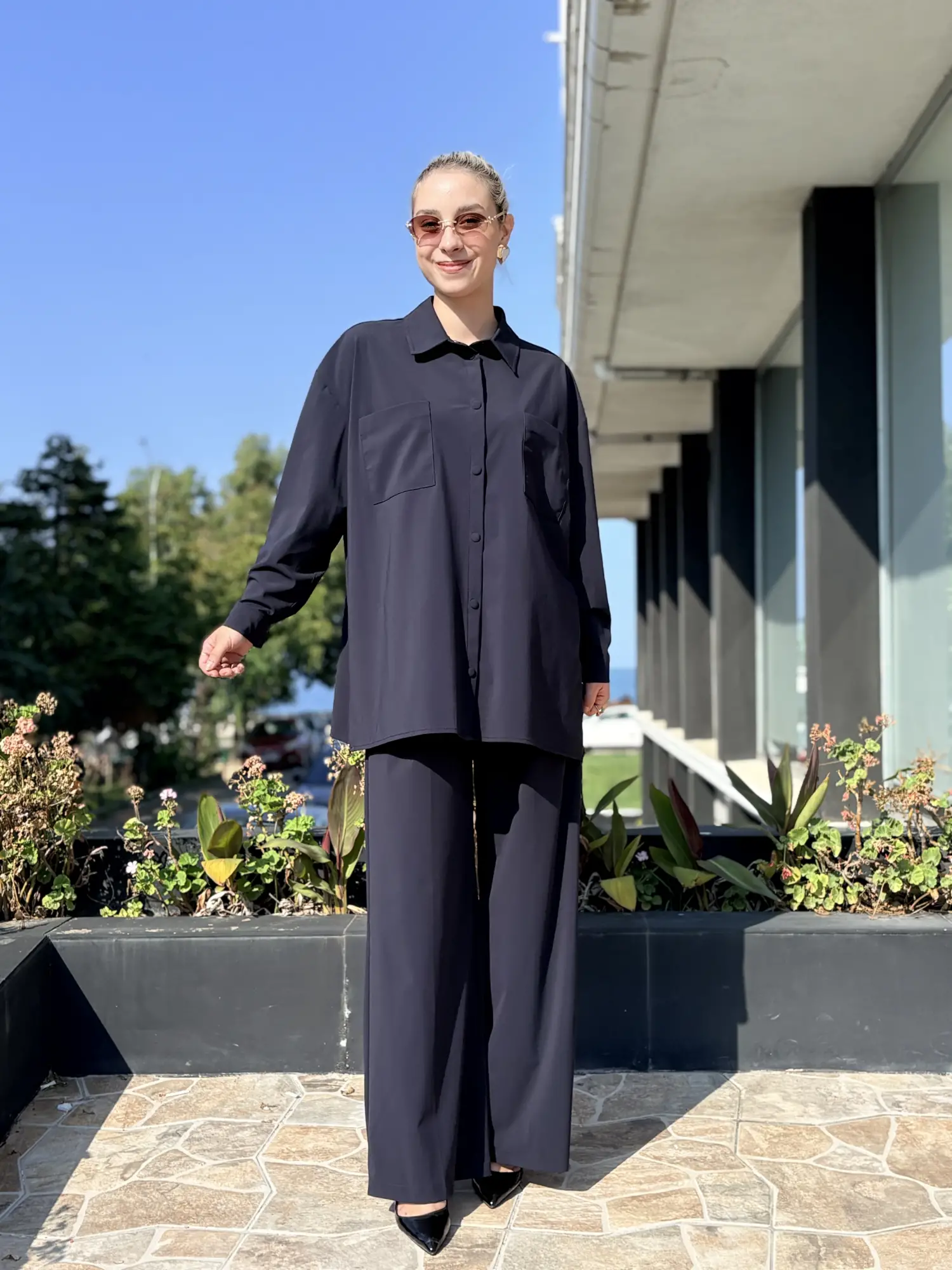 Qupra Nakış Detaylı Cepli Gömlek Pantolon Takım WAF22110