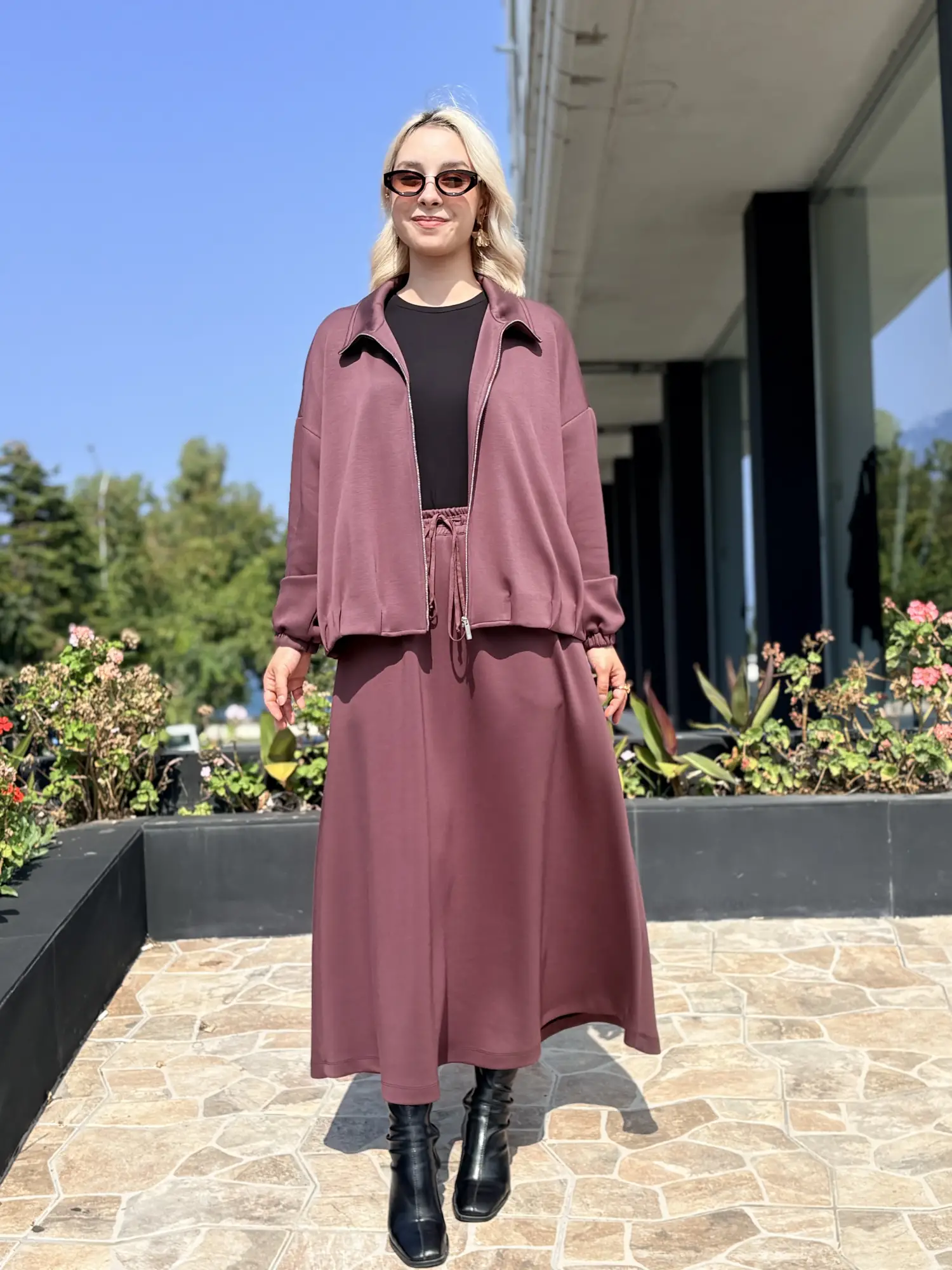 Kayra Pens detaylı Spor Ceket Etek Takım KA16020