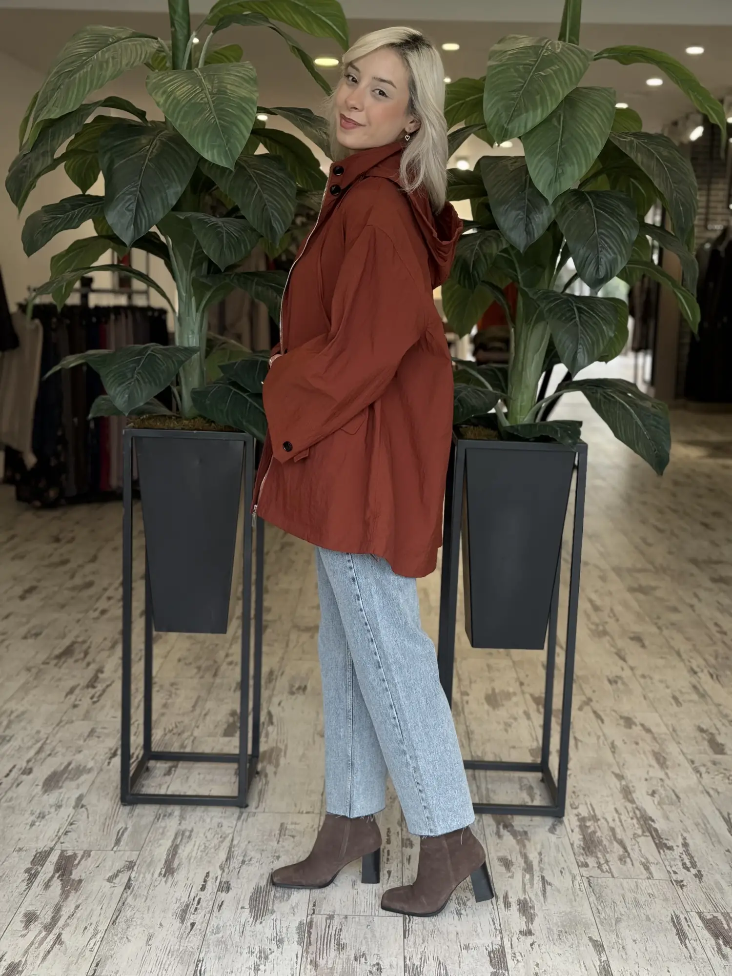 QooQ Store Kapüşonlu Cep Detaylı Yağmurluk 27FW629