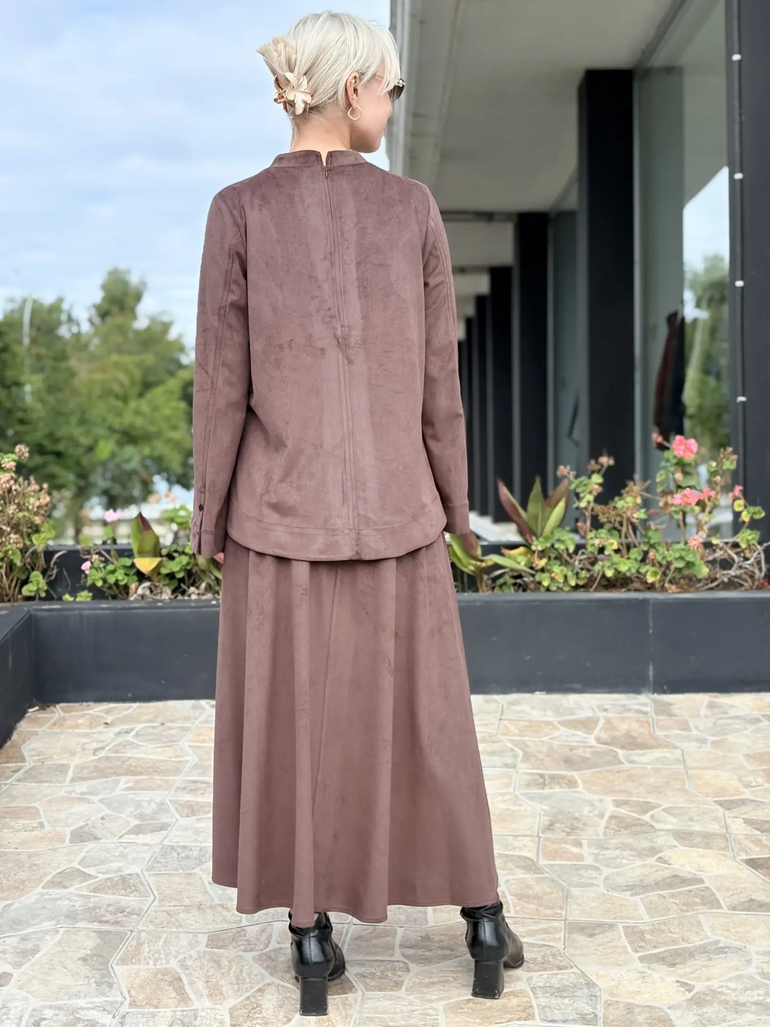 Almarwah Cebi Püskül Detaylı Süet Etek Bluz Takım 203060