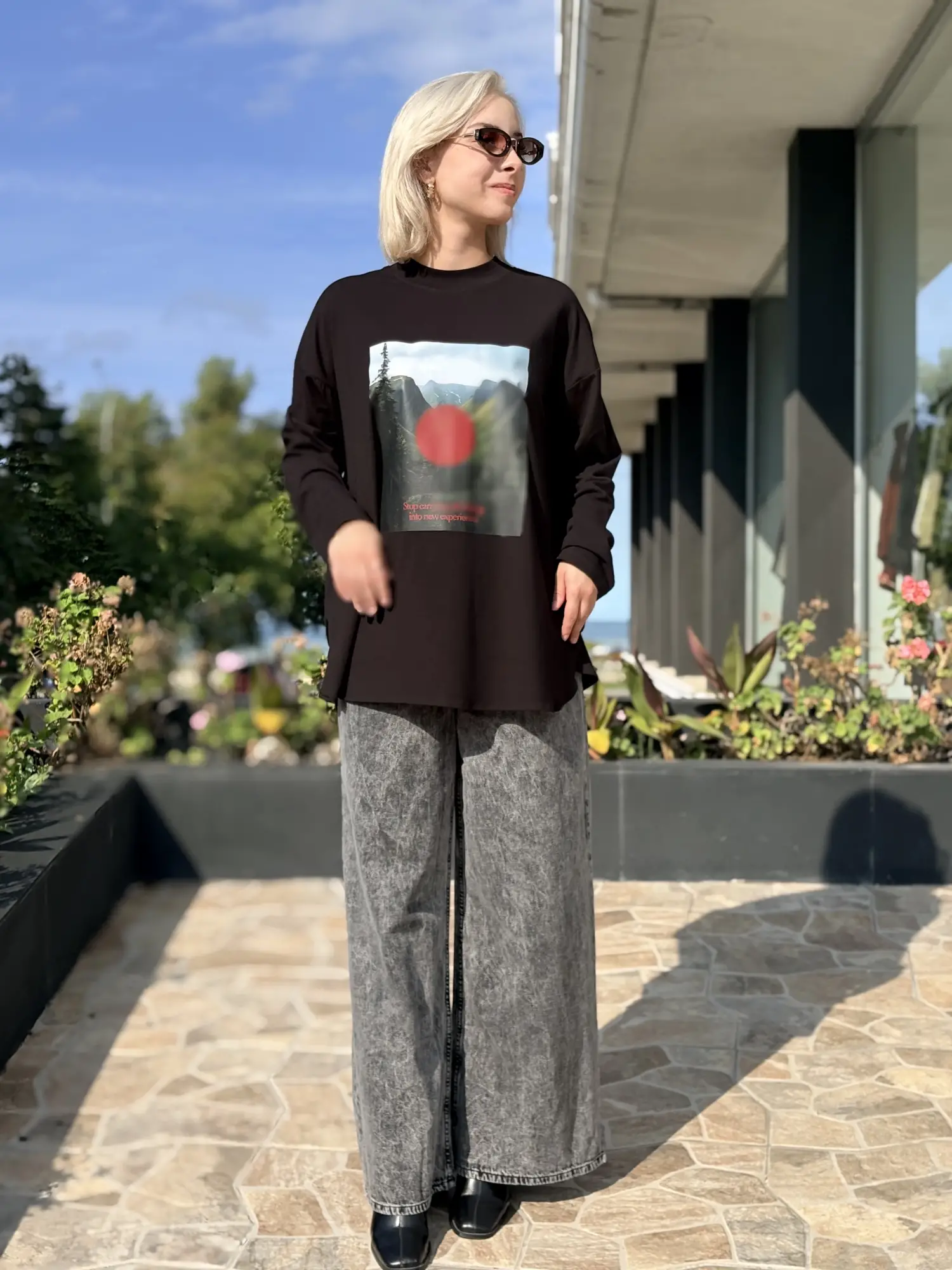 Almarwah Baskı Detaylı Sweat Tunik ALL1009