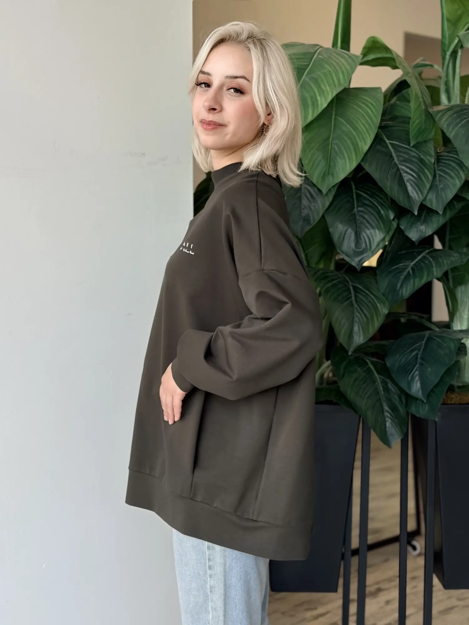 Almarwah Kontrast Ribana Detaylı Sweat Tunik ALL1001